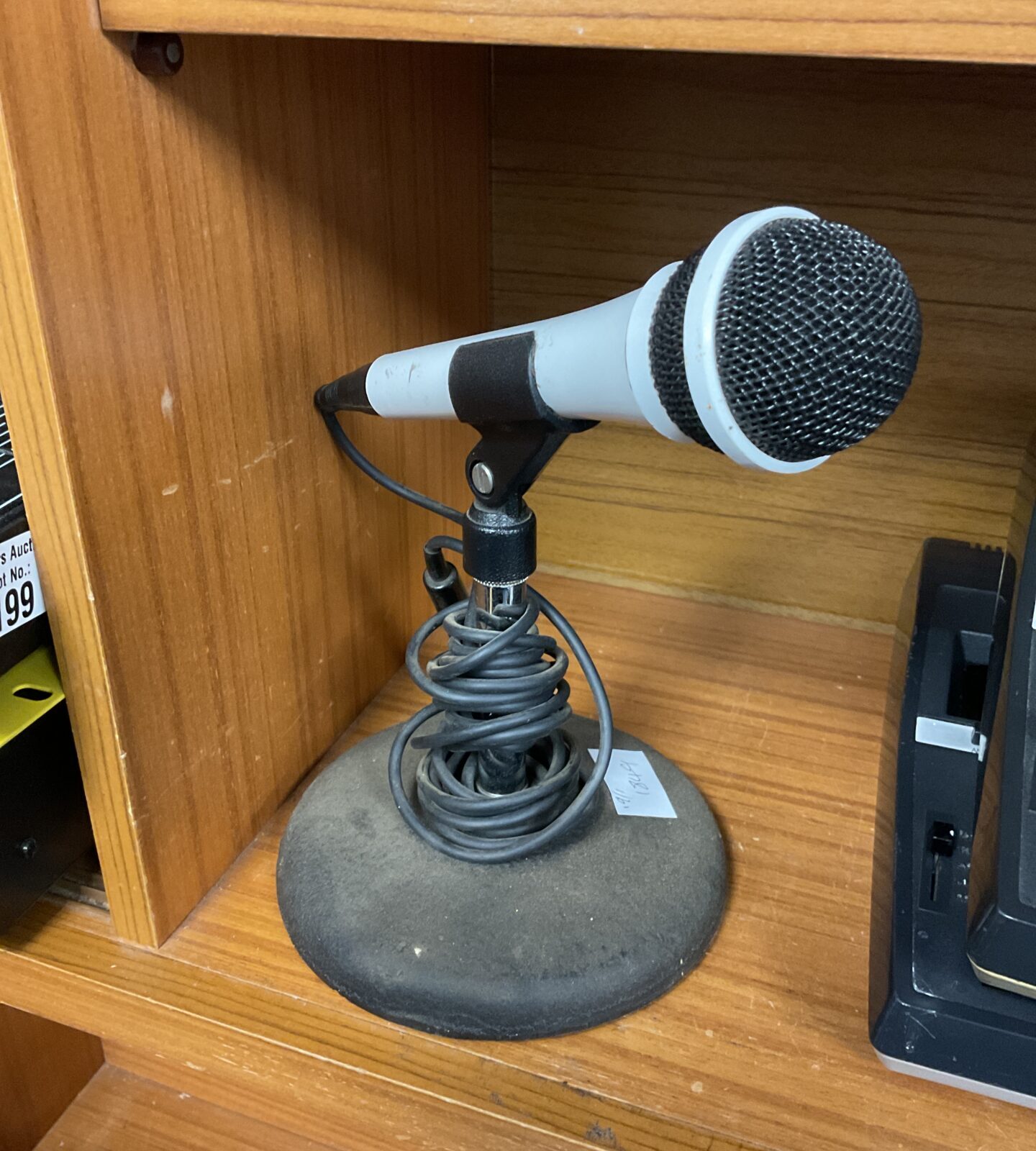 Retro realistic microphone with stand