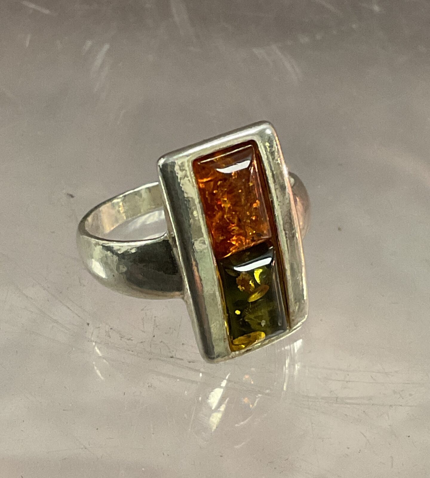 925 Silver Amber ring size K