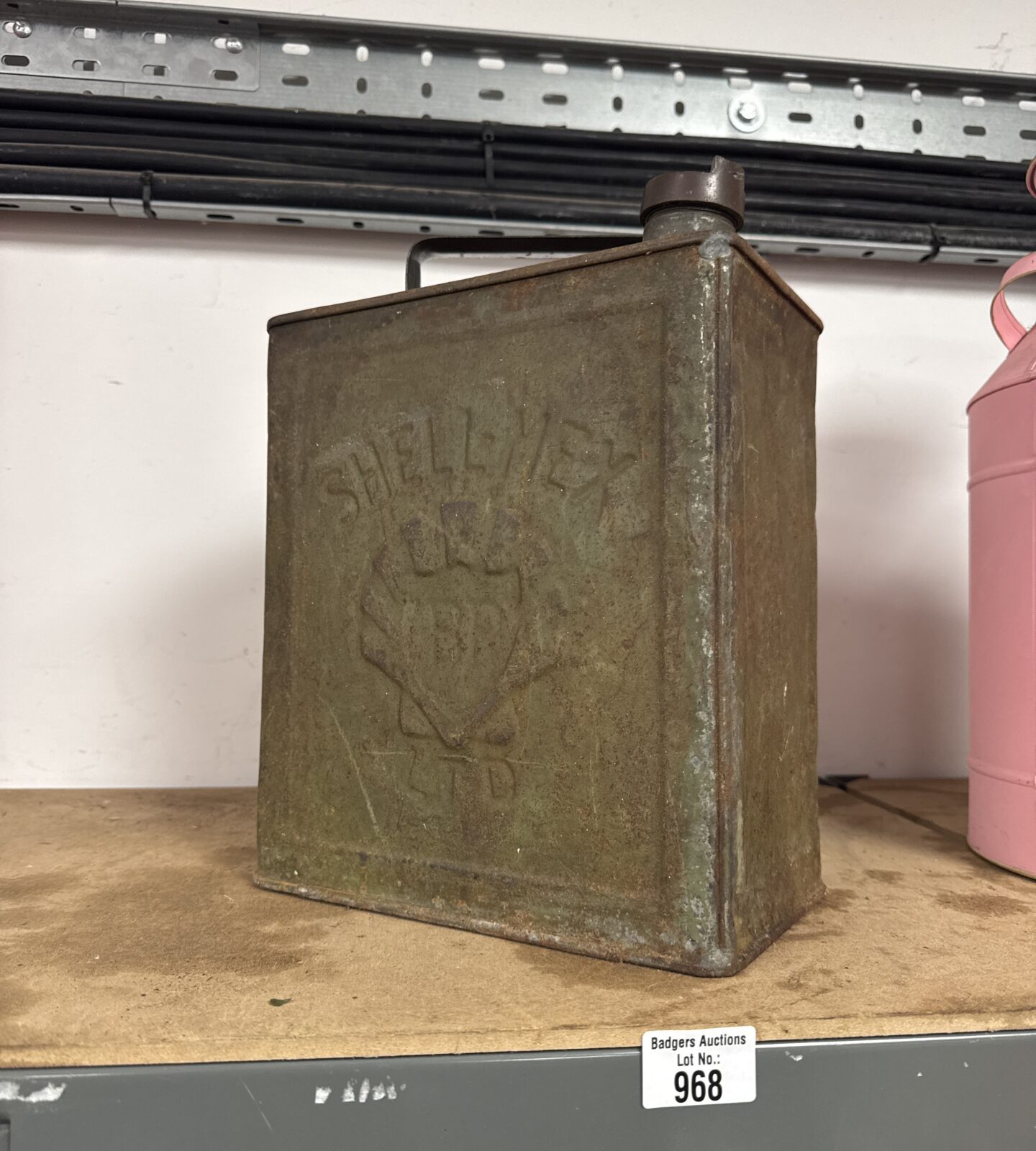 Vintage shellmex fuel can with original shell brass cap