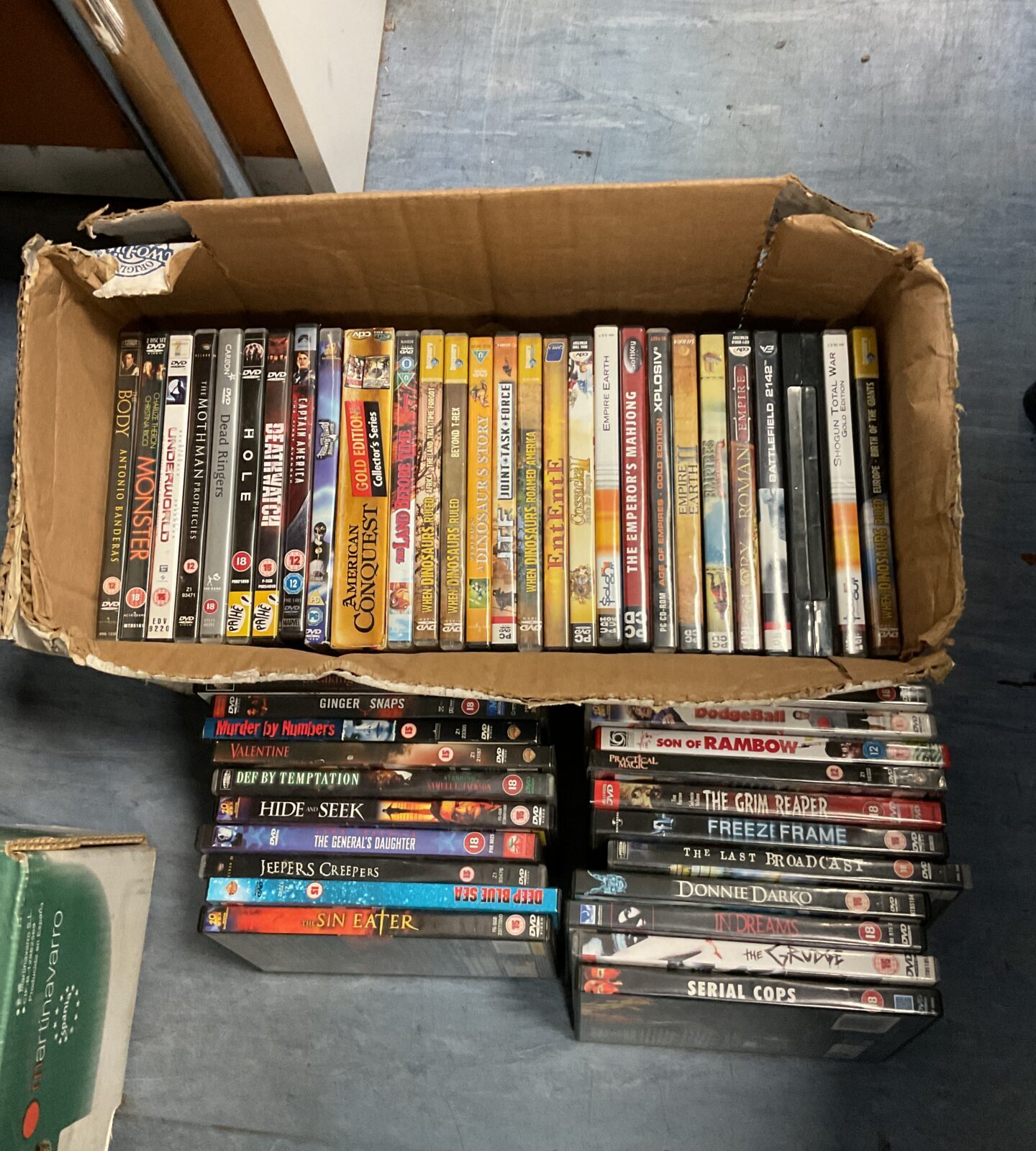 Box of dvd movies including horror