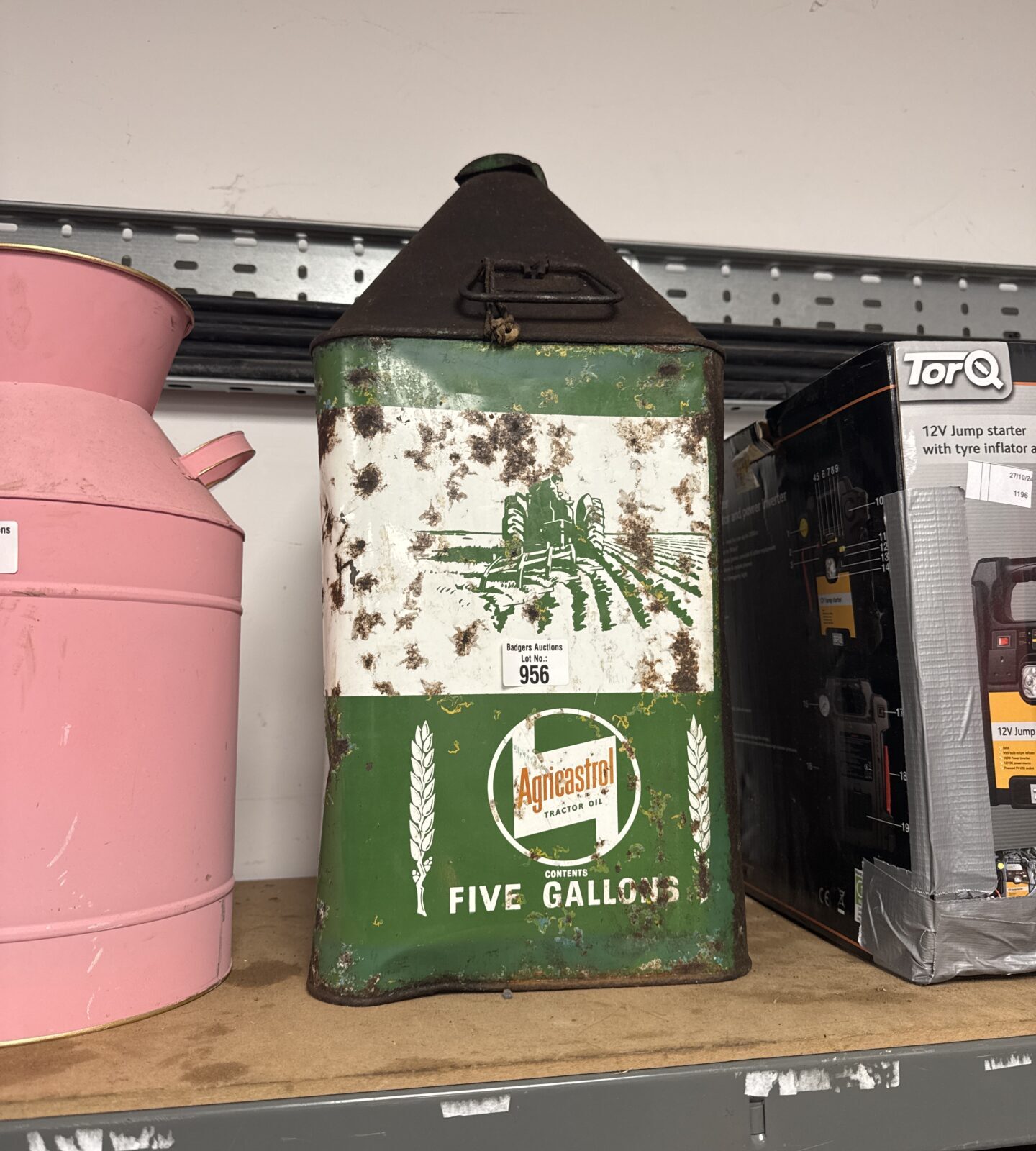 Vintage agricastrol five gallon oil can