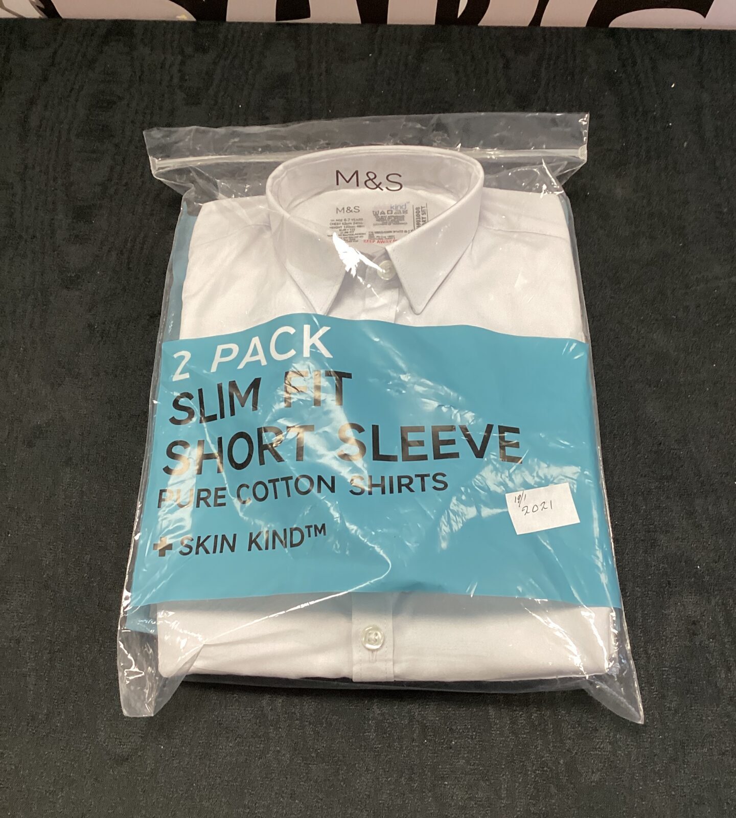 New M&S two pack slim fit white short sleeve shirts