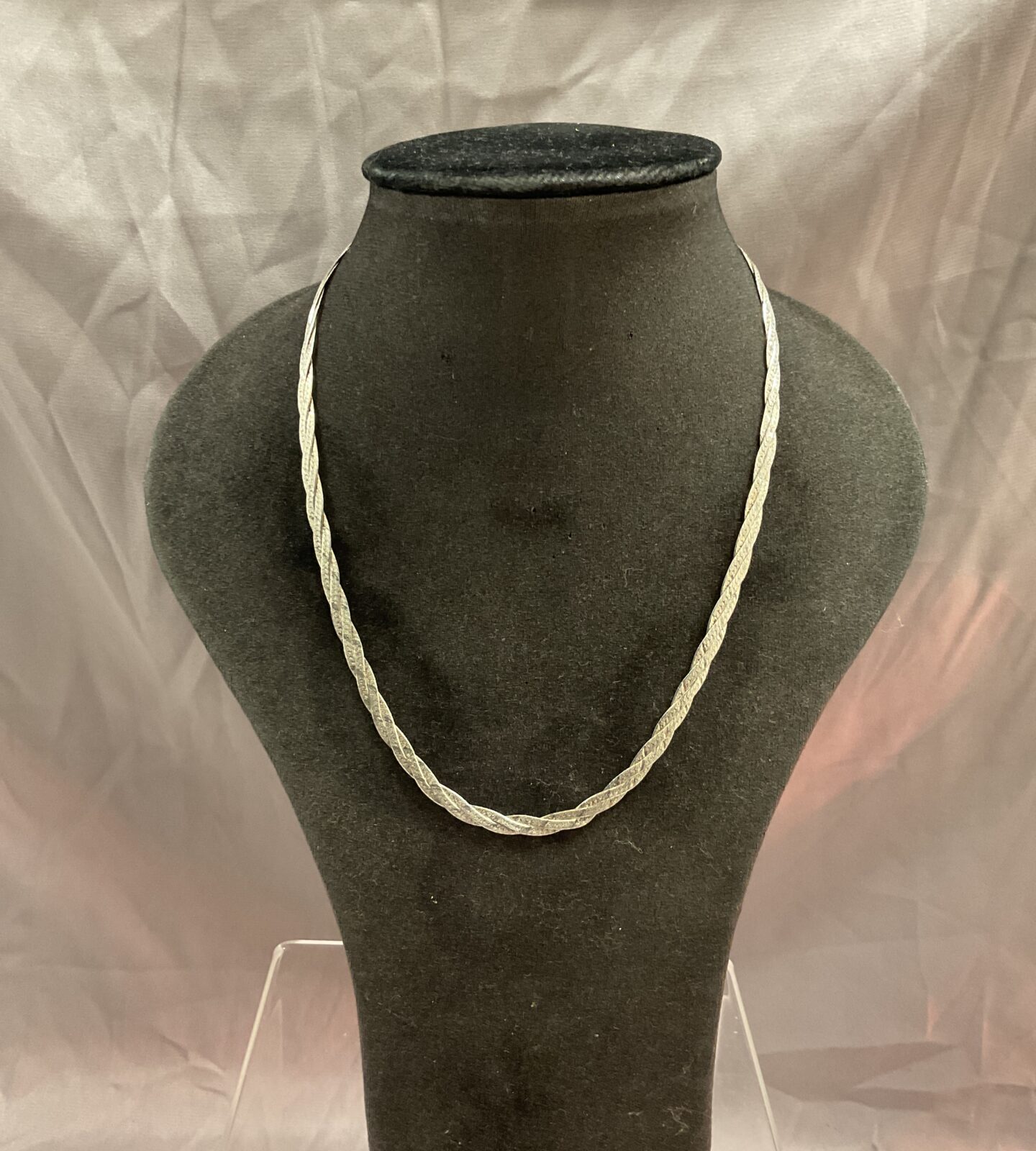 925 Silver Flat link 16” woven necklace