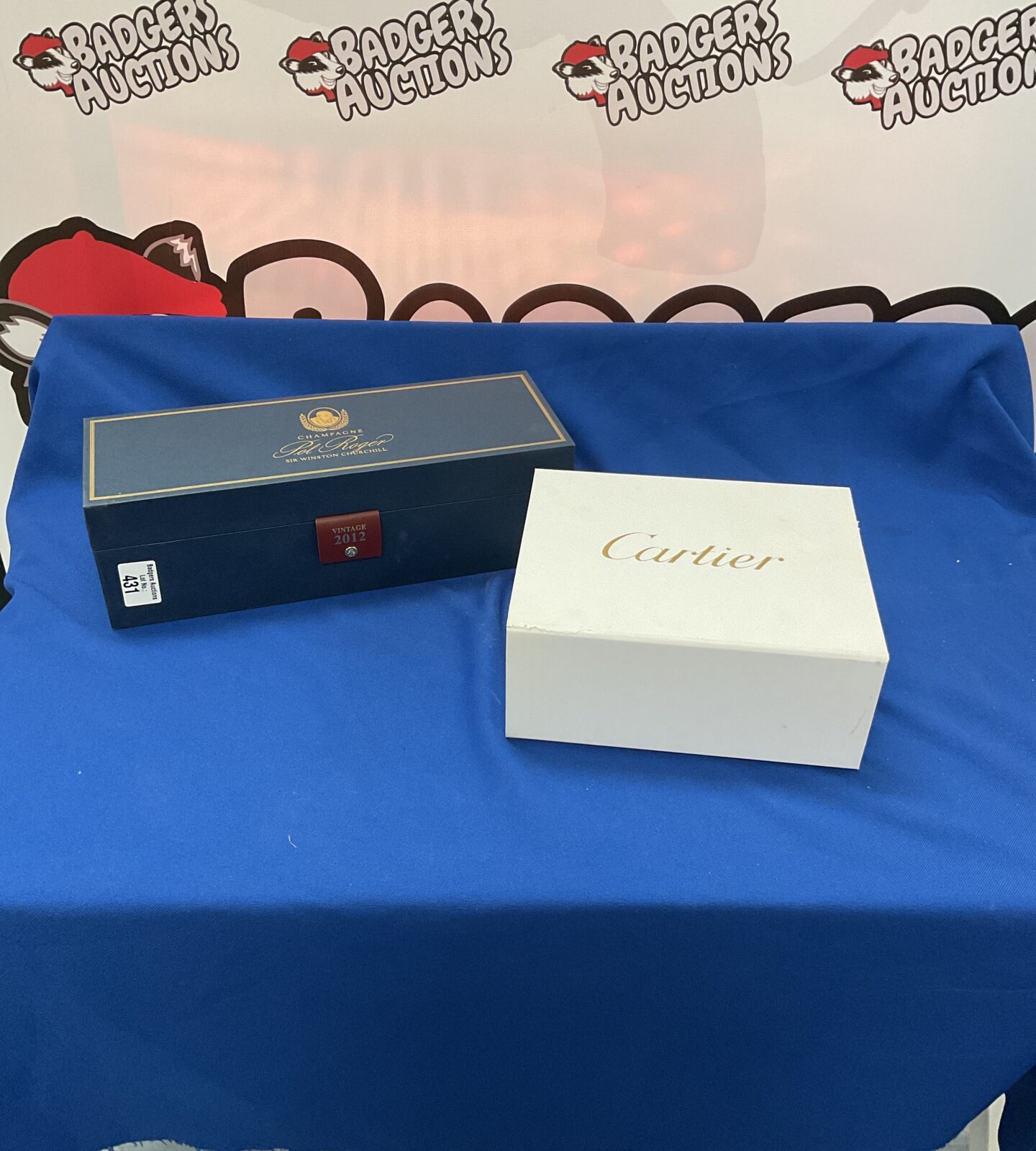 Empty Pol Roger Winston Churchill Champagne Box and an empty Cartier Box