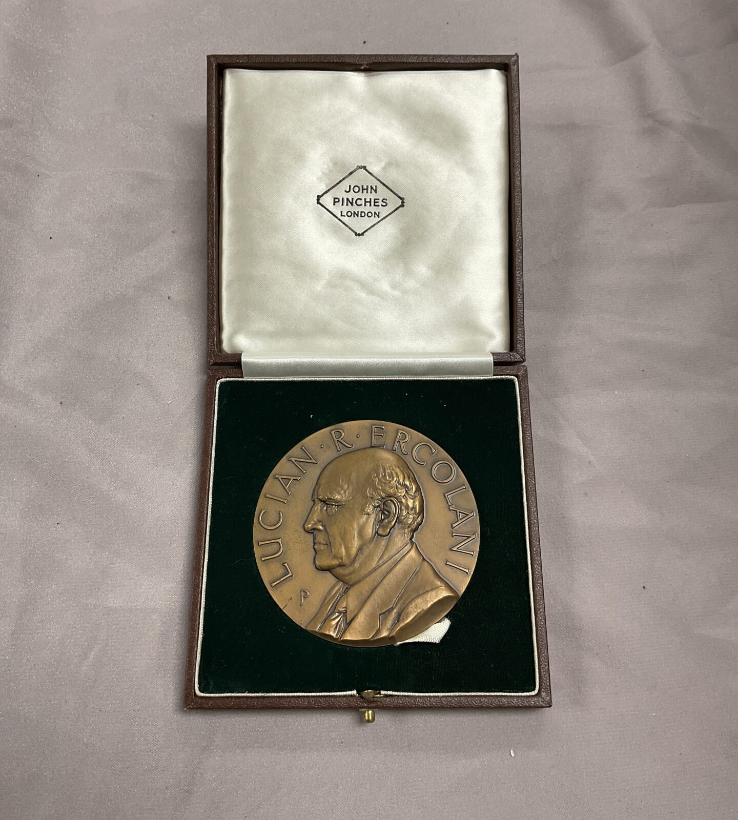 Lucian R Ercolani bronze medal in presentation case