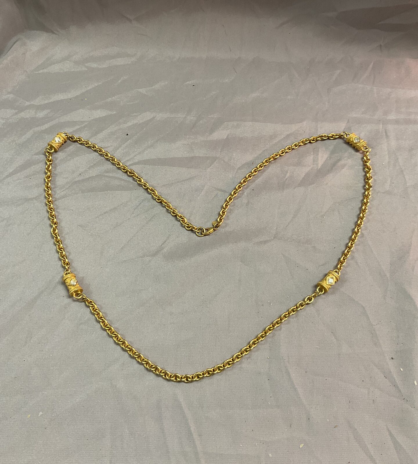 monet 36” long necklace gold tone set with stones