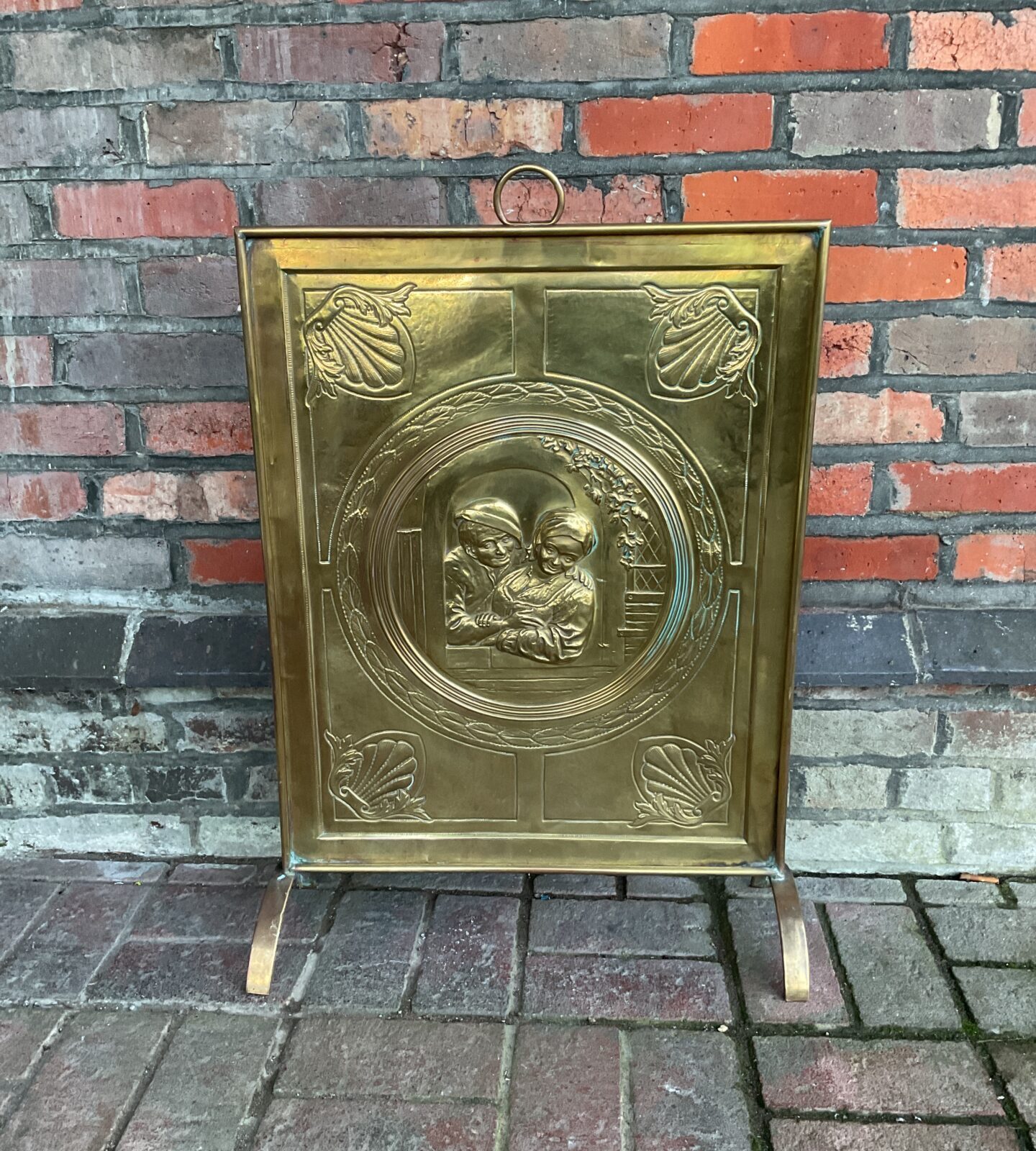 Vintage brass art nouveau firescreen