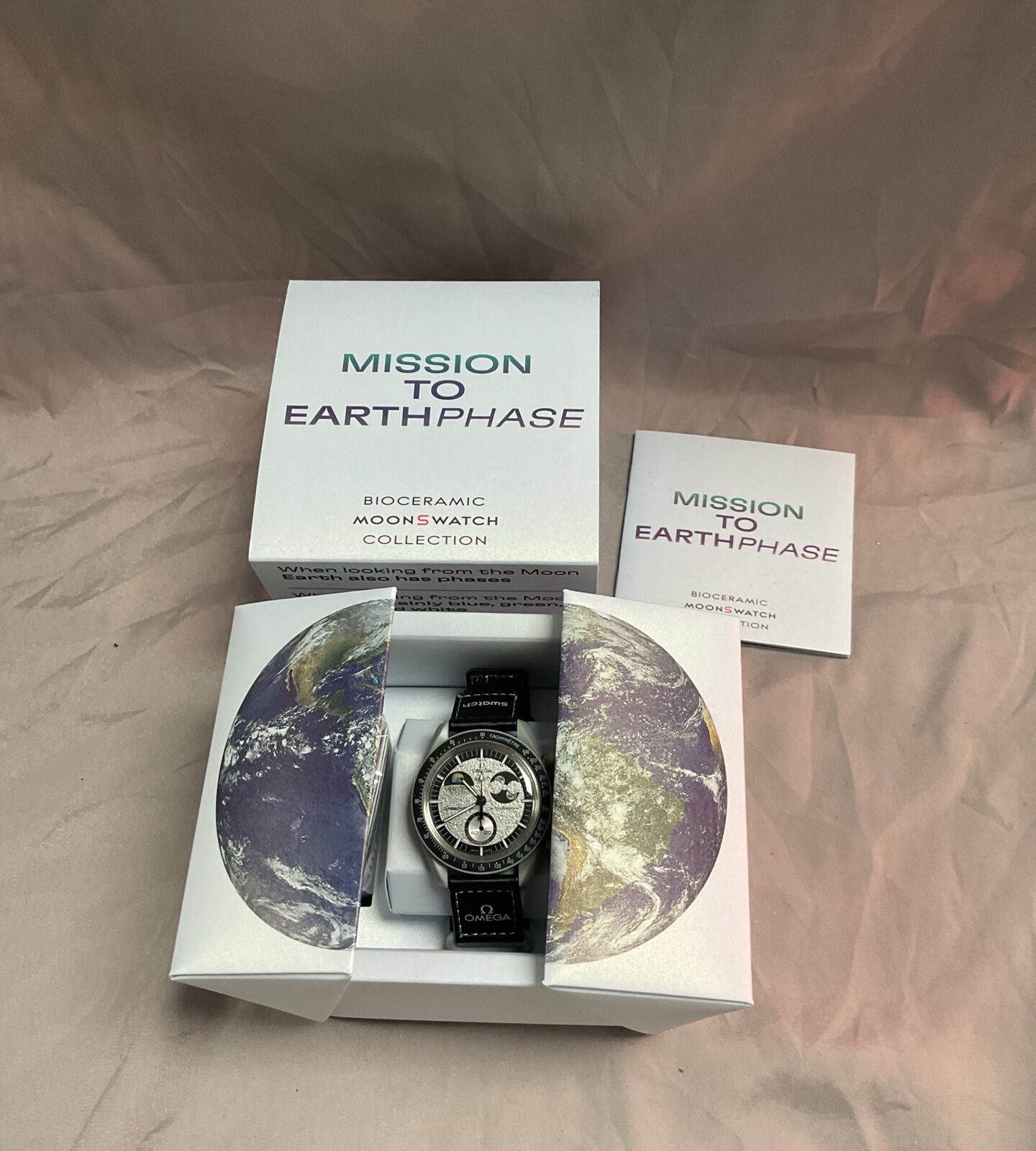 Omega swatch style mission to earth phase bioceramic moon watch - Image 2