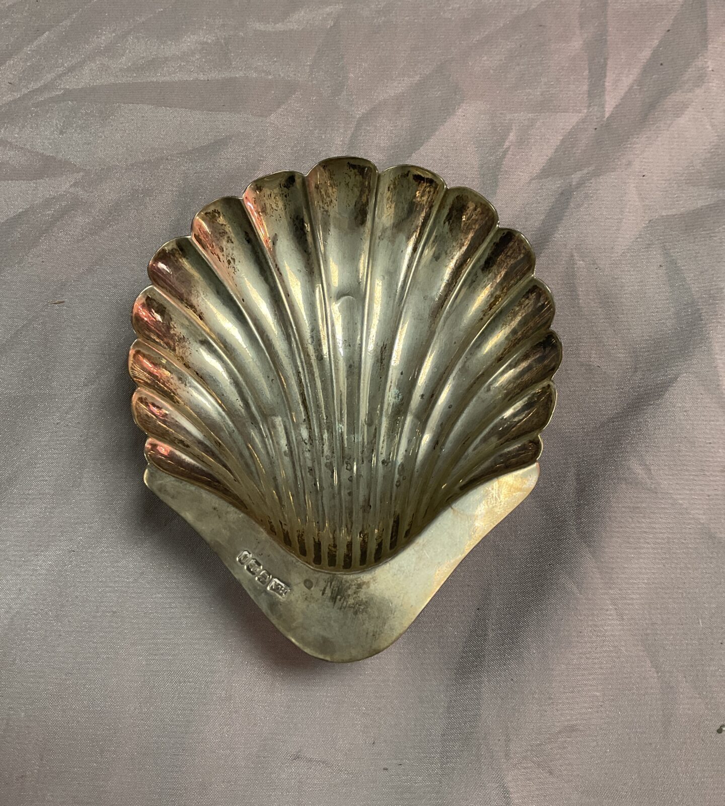 Hallmarked silver shell pin dish 62.38g