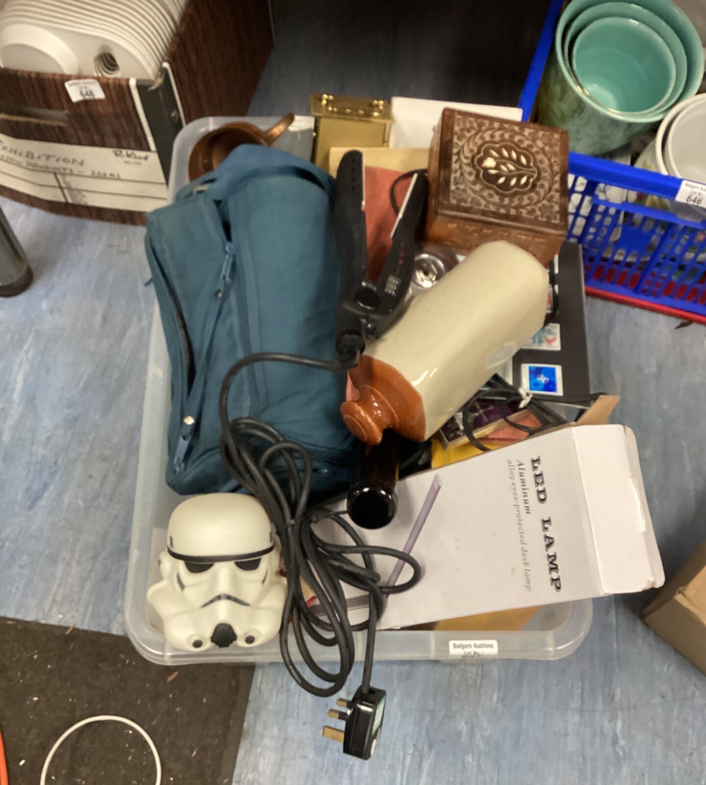 Box of mixed items inc Starwars figurine