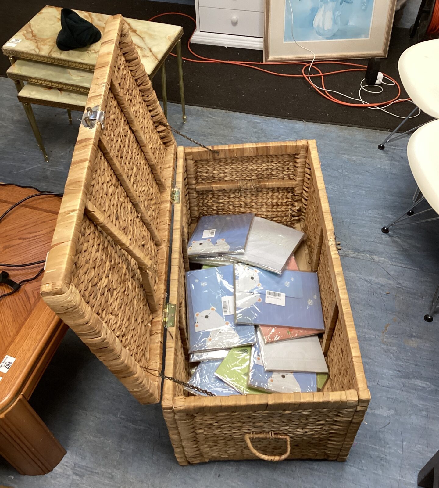 wicker basket of letter & envelope sets