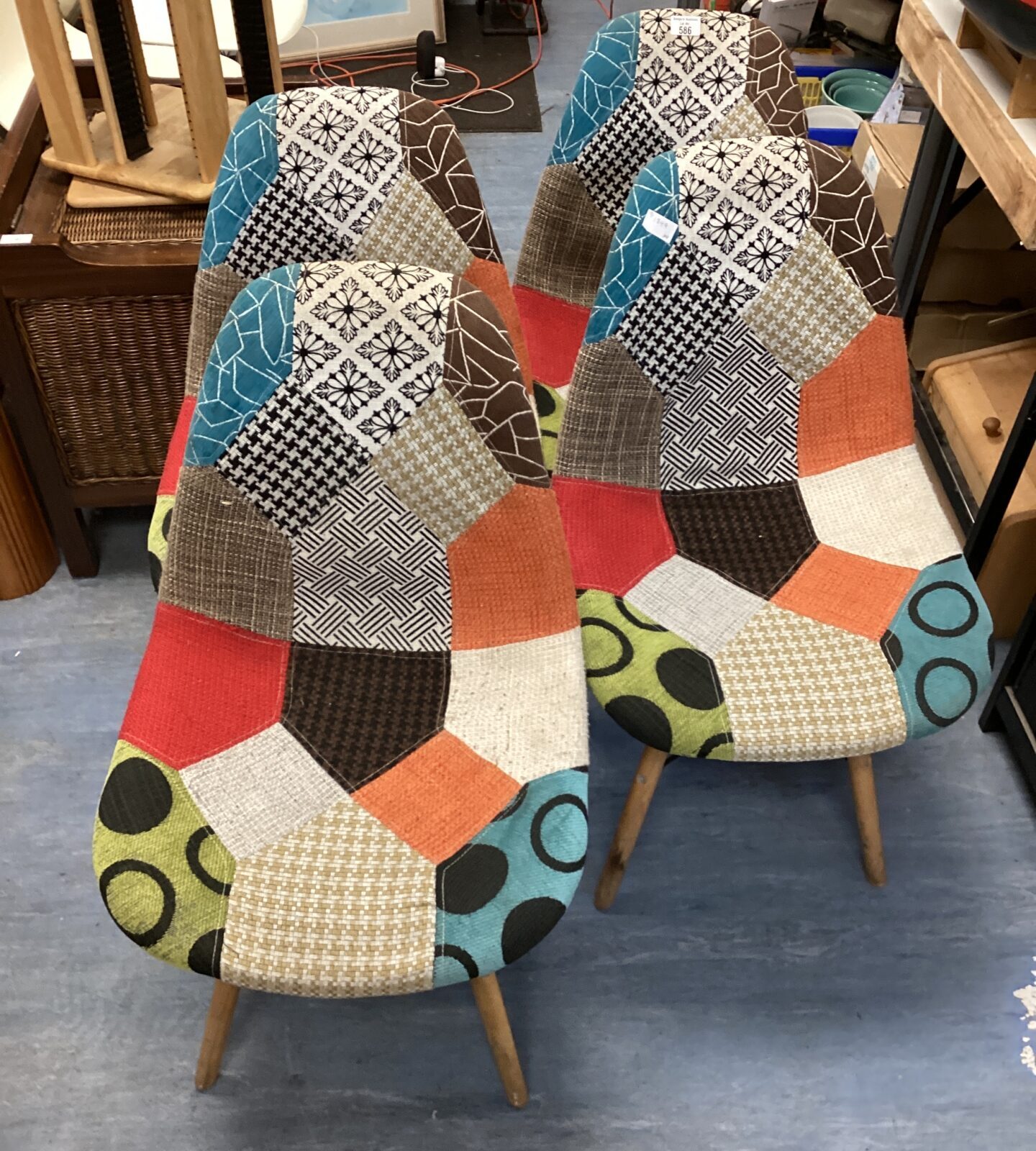 Four patchwork designer style chairs