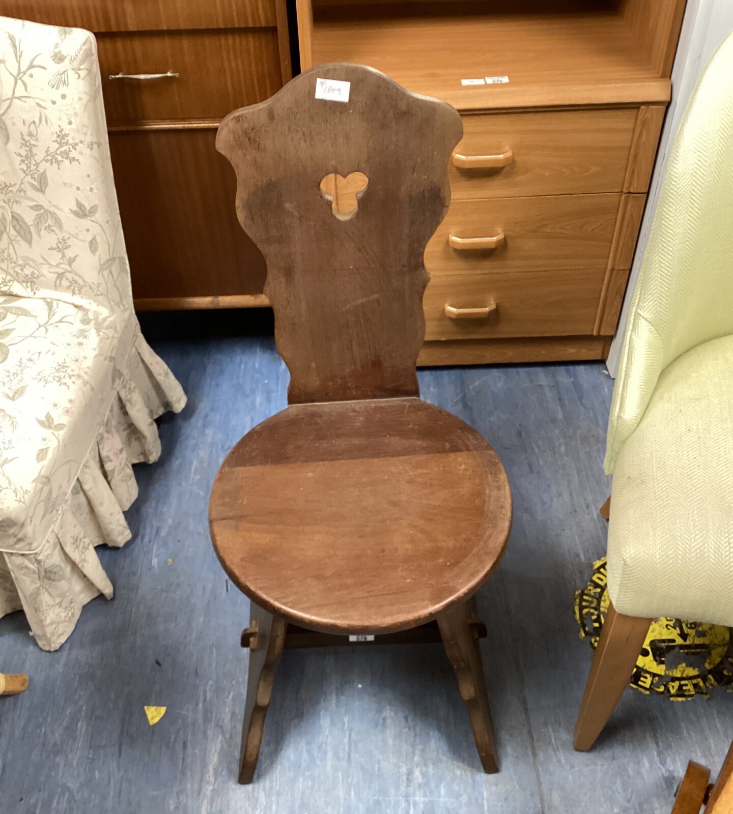 Antique oak spinning chair