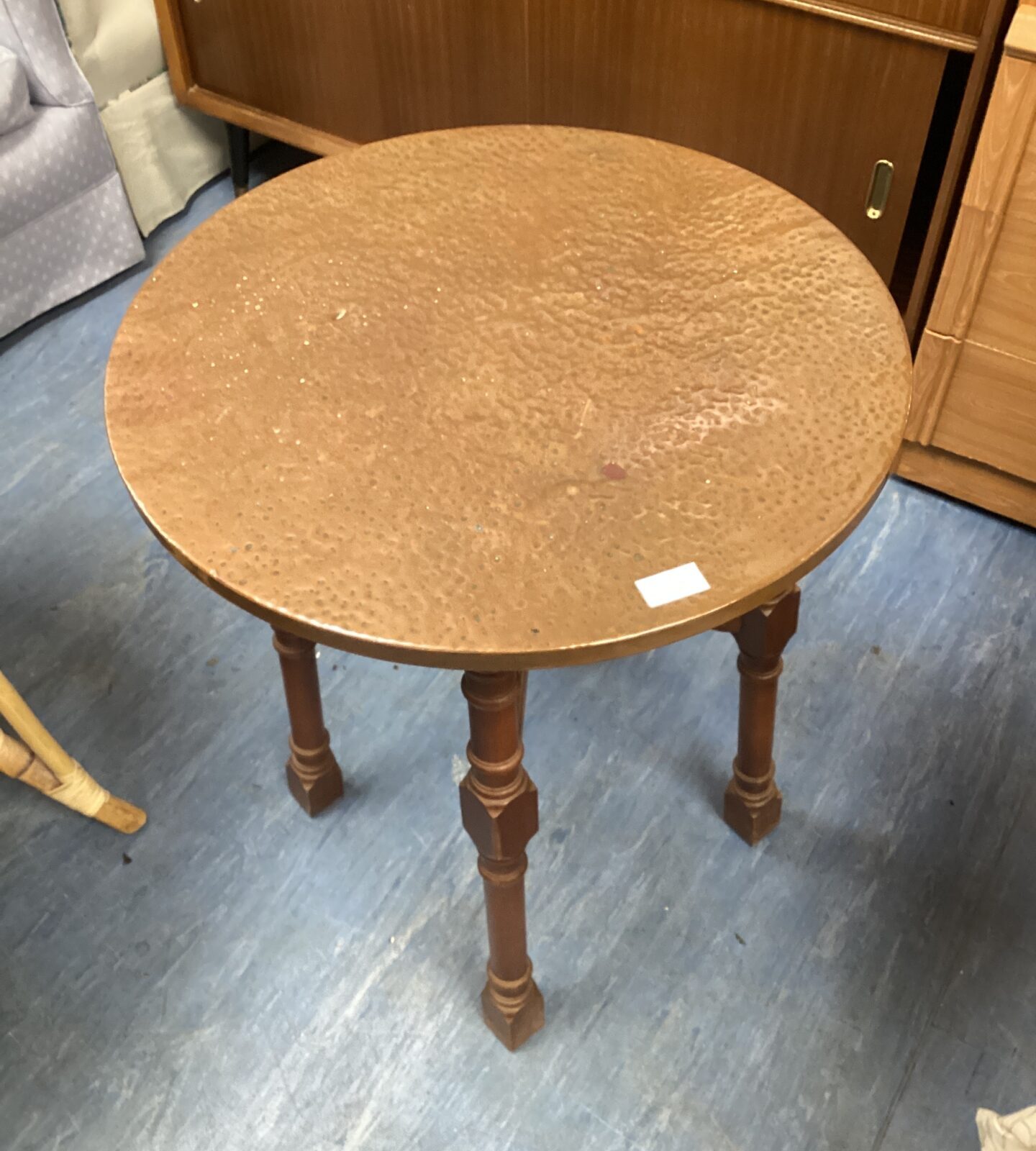 Copper topped circular table