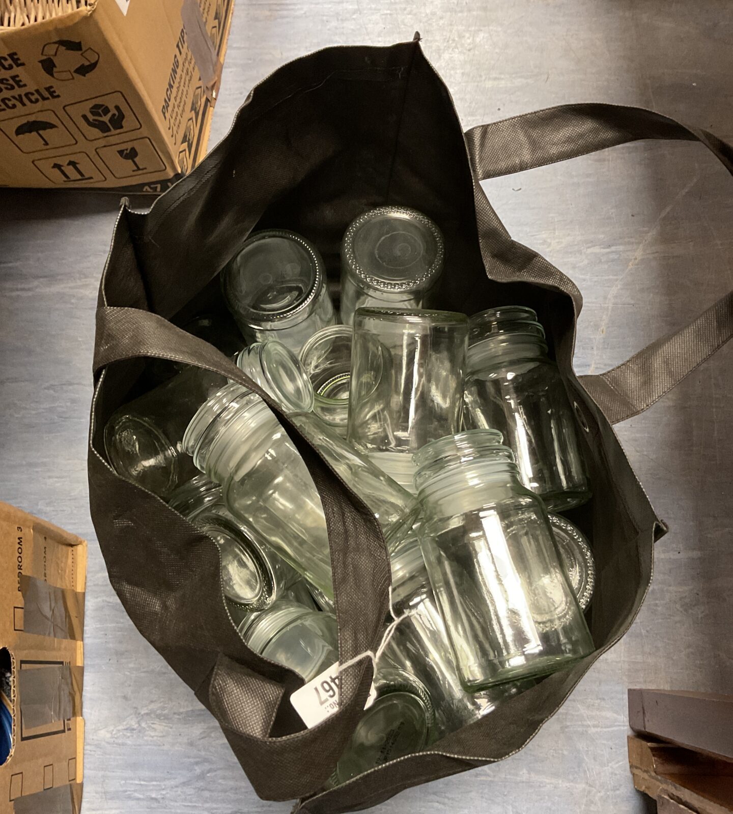 Bag of glass storage jars