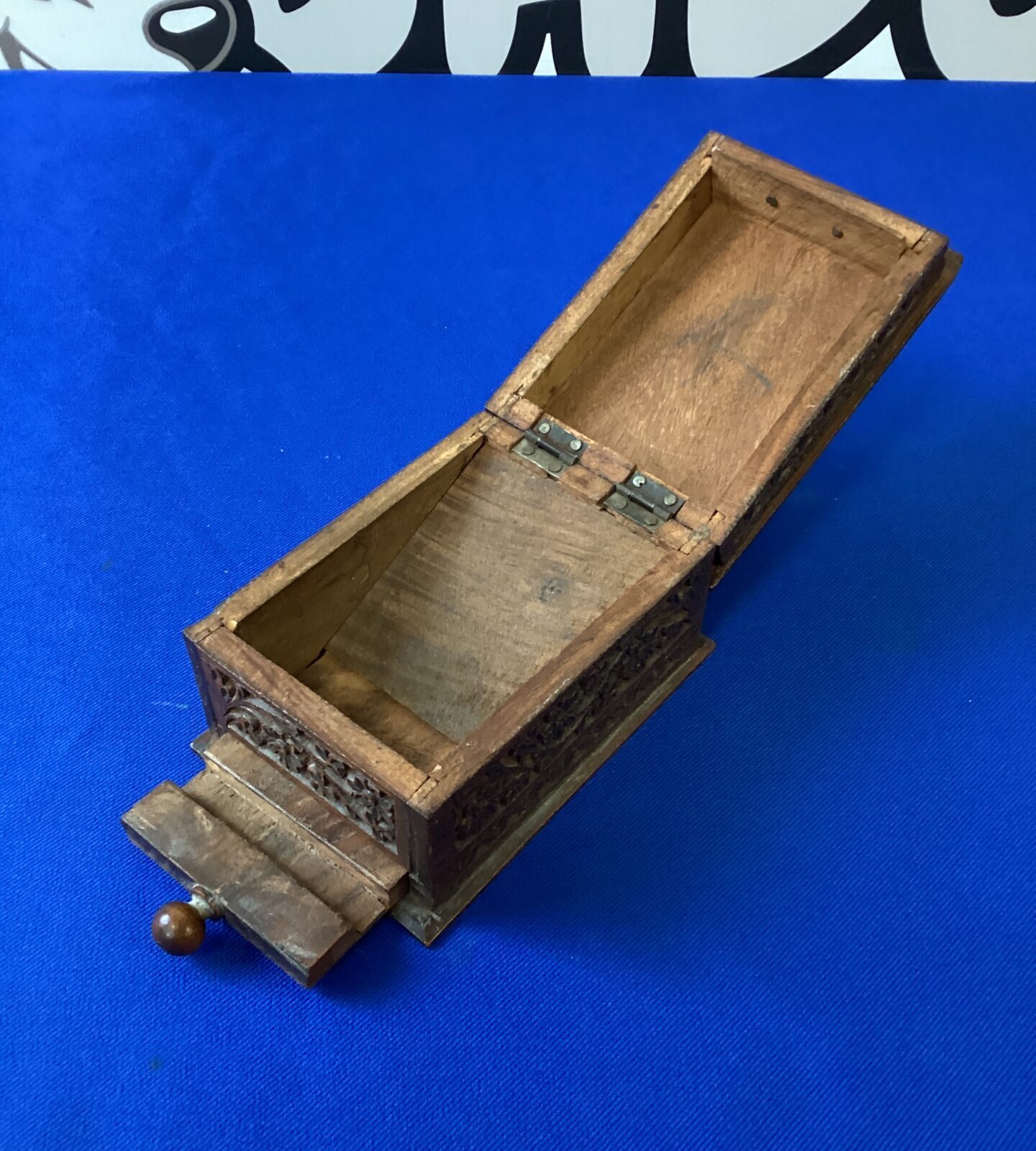 Indian wooden hand carved cigarette box