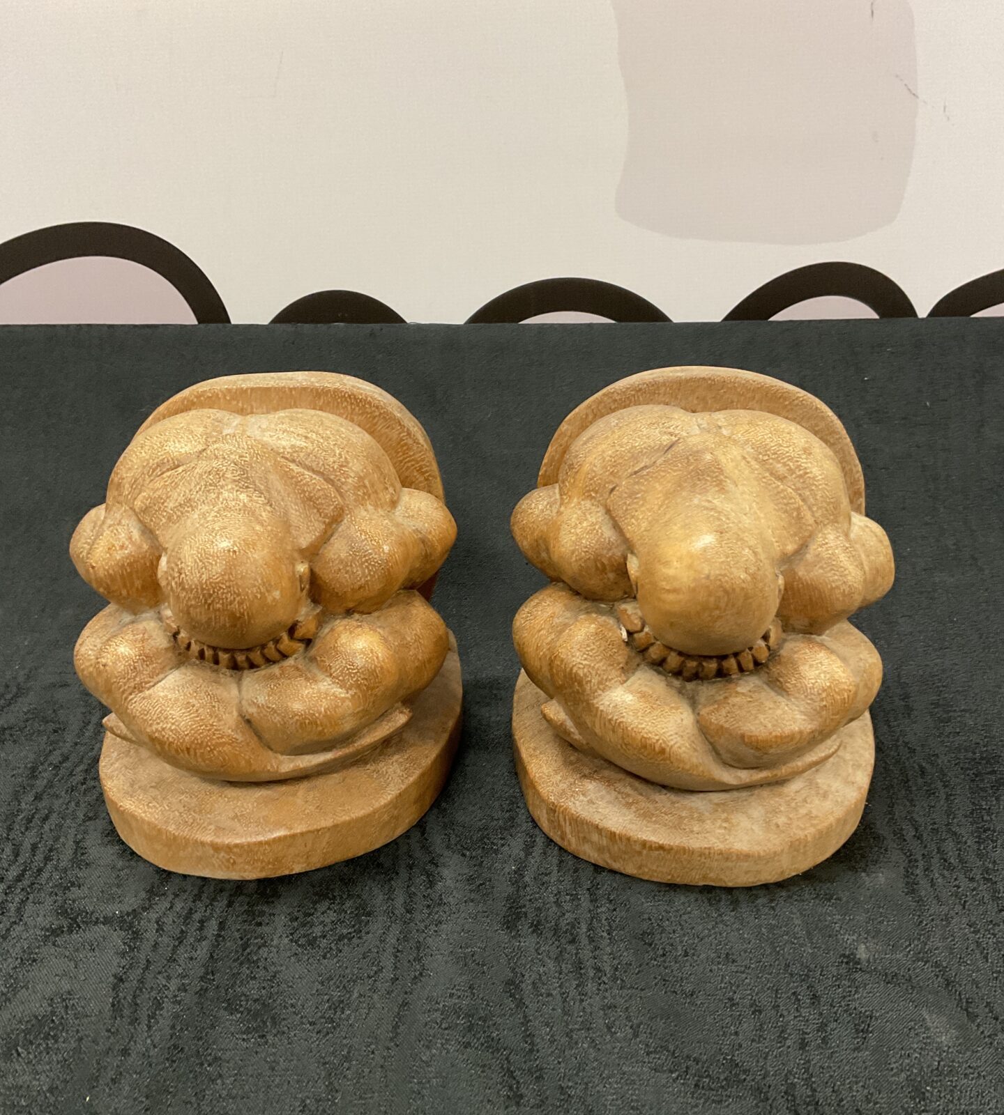 Hand carved weeping buddha bookends