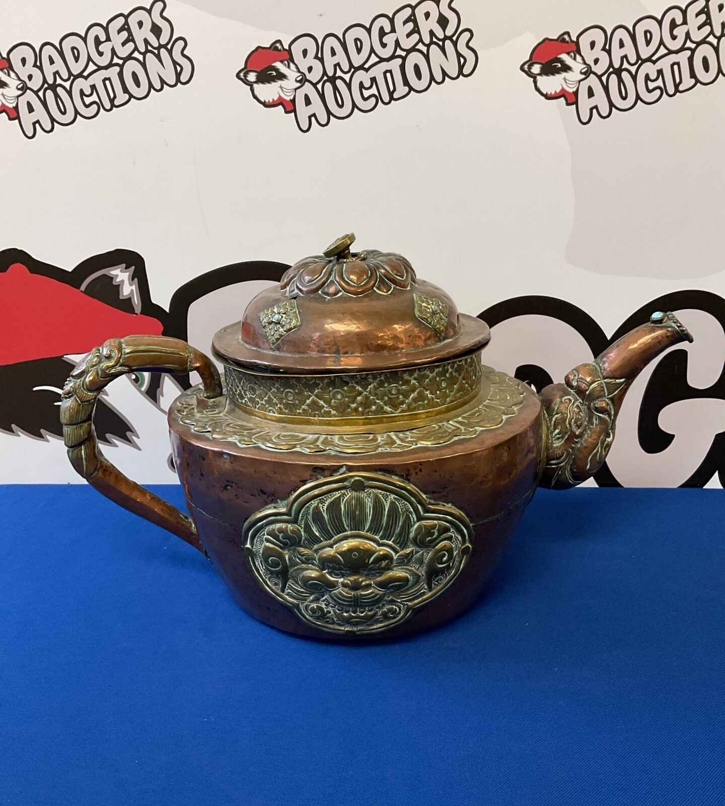 Large vintage Tibetan copper & brass teapot