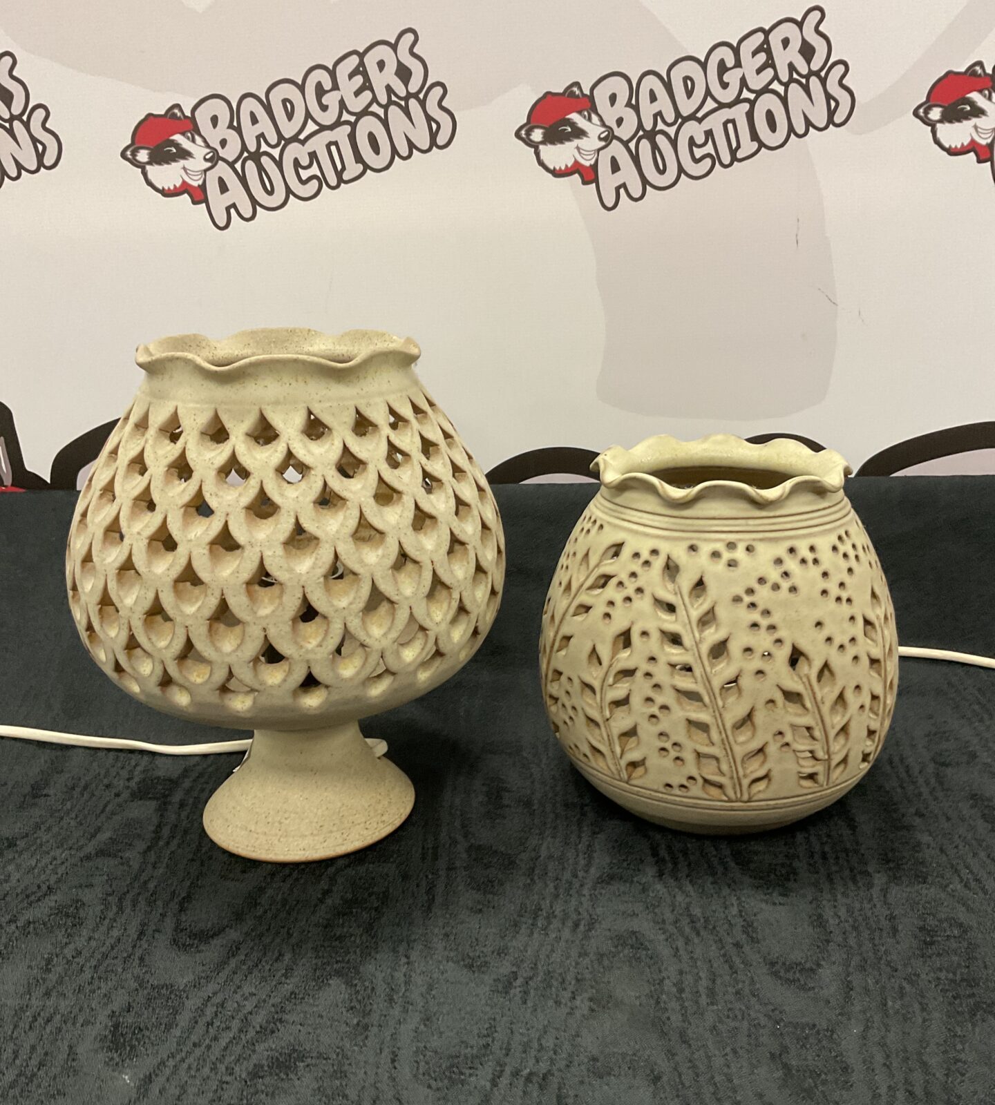 Two studio pottery table lamps