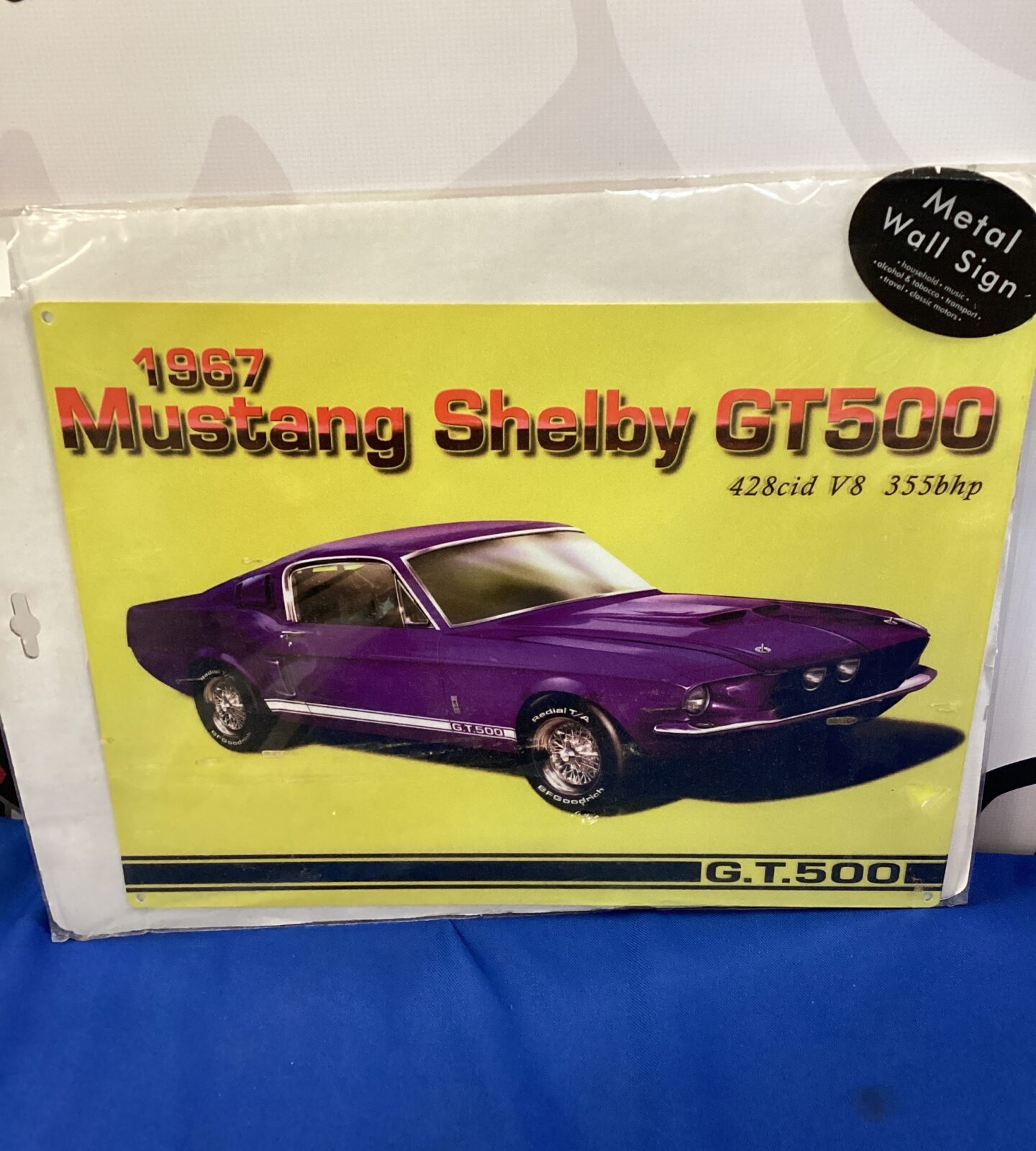 Metal wall sign 1967 mustang shelby gt500