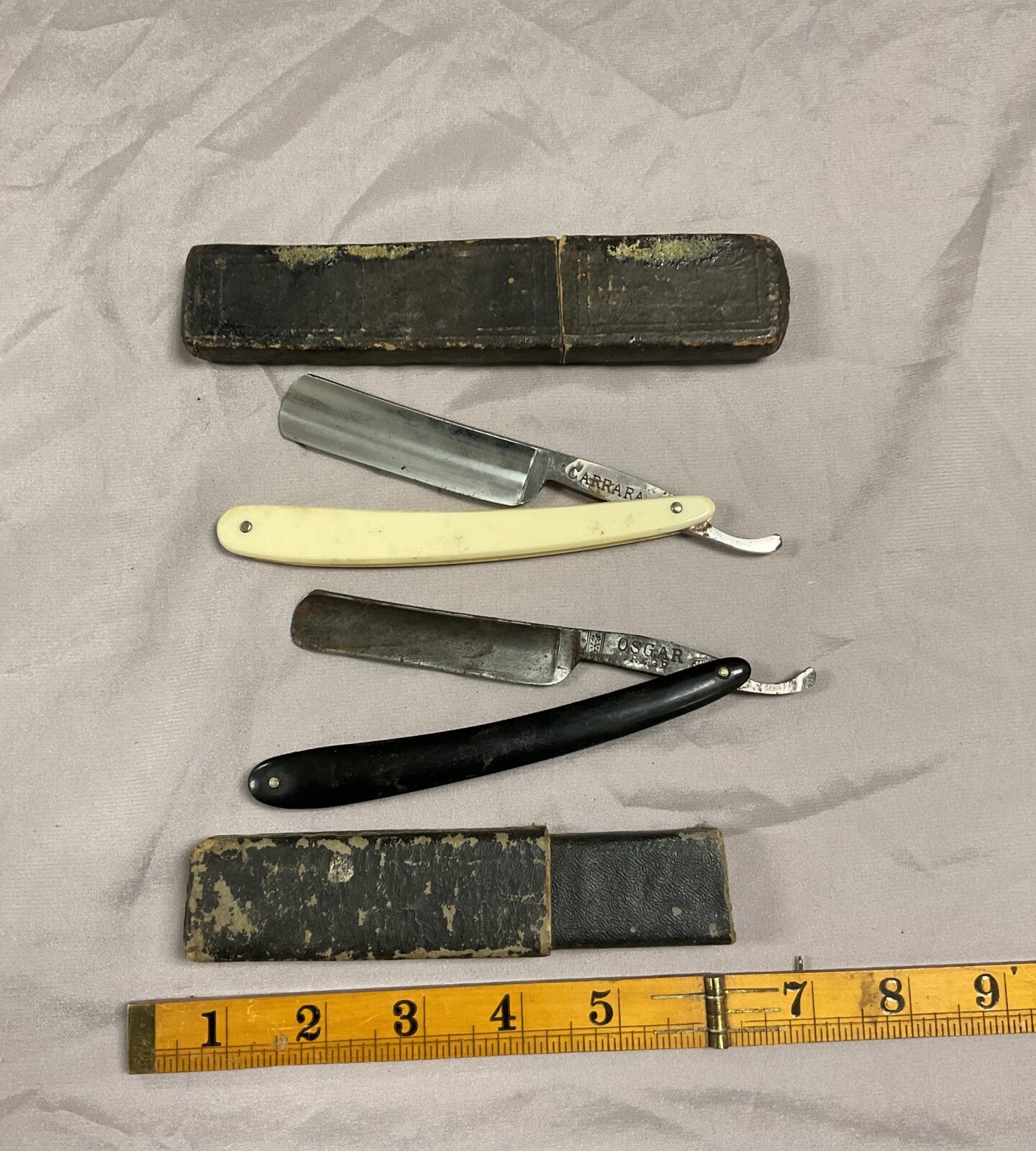 Two antique cutthroat razors Oscar and carrara