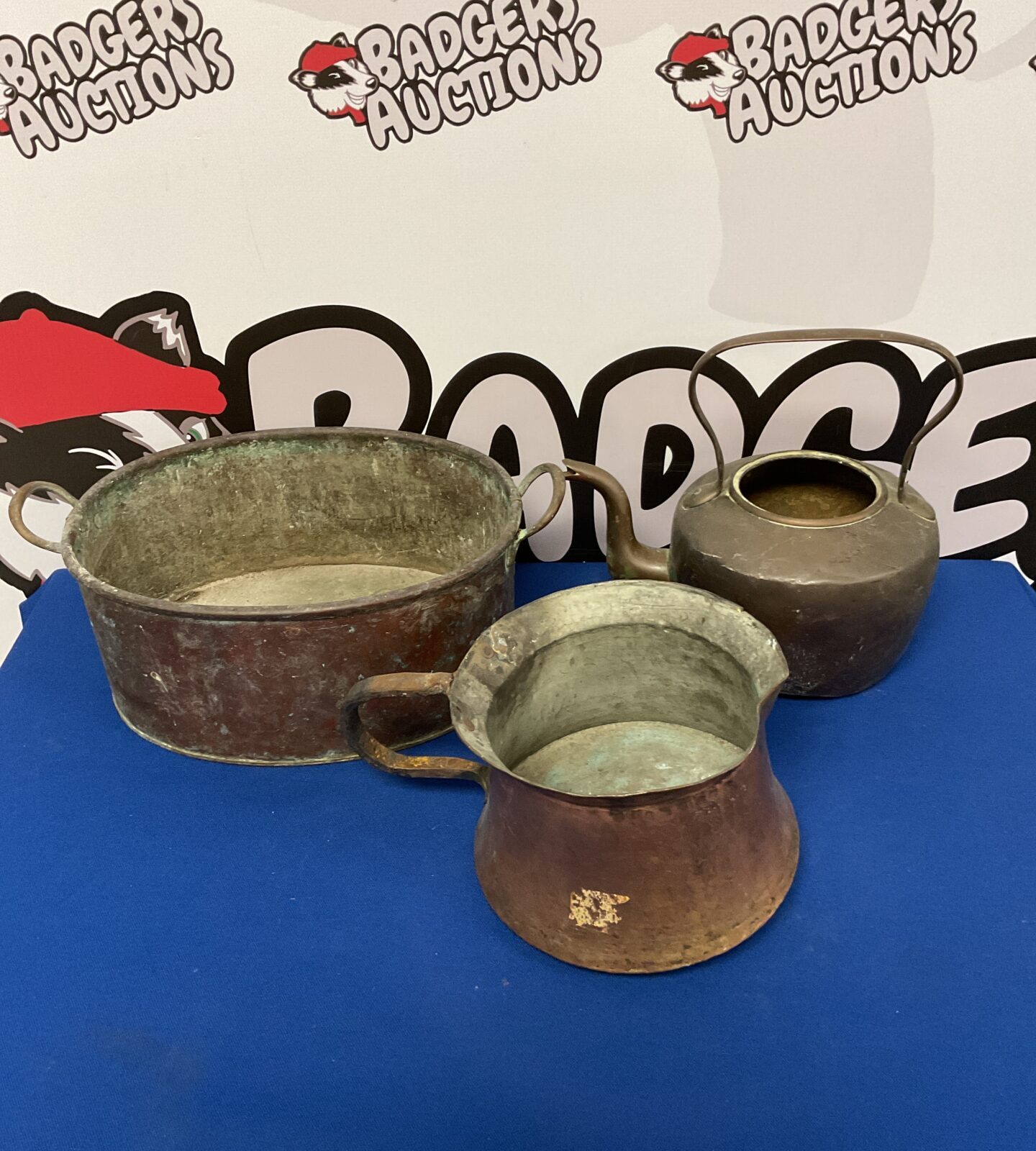 Vintage copper pots & kettle