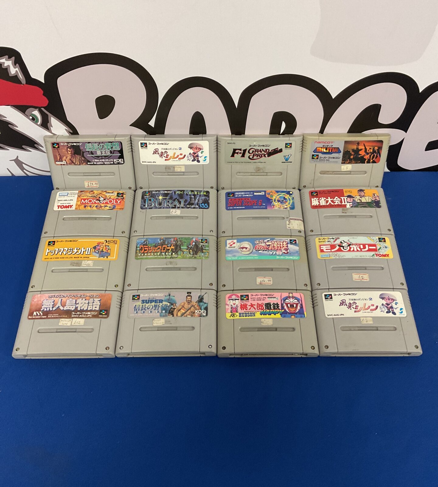 Collection of 16 Japanese import Super Nintendo famicom games