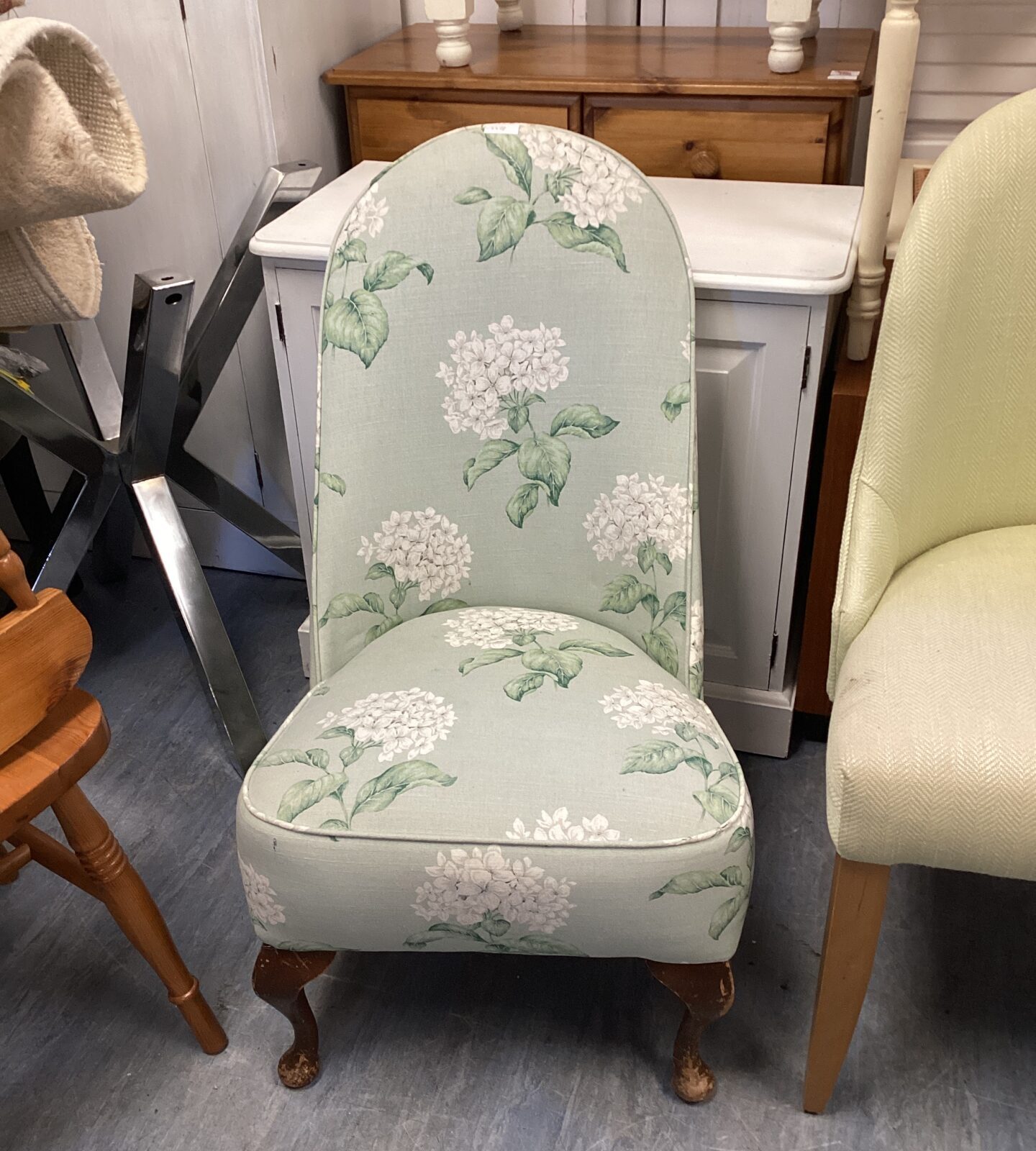 Vintage floral pattern slipper chair