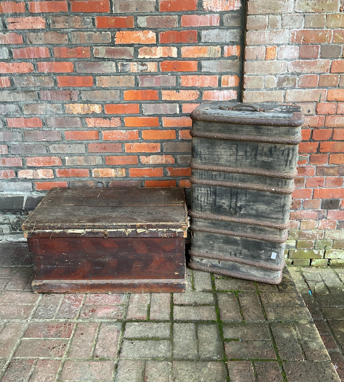 Two vintage travel trunks