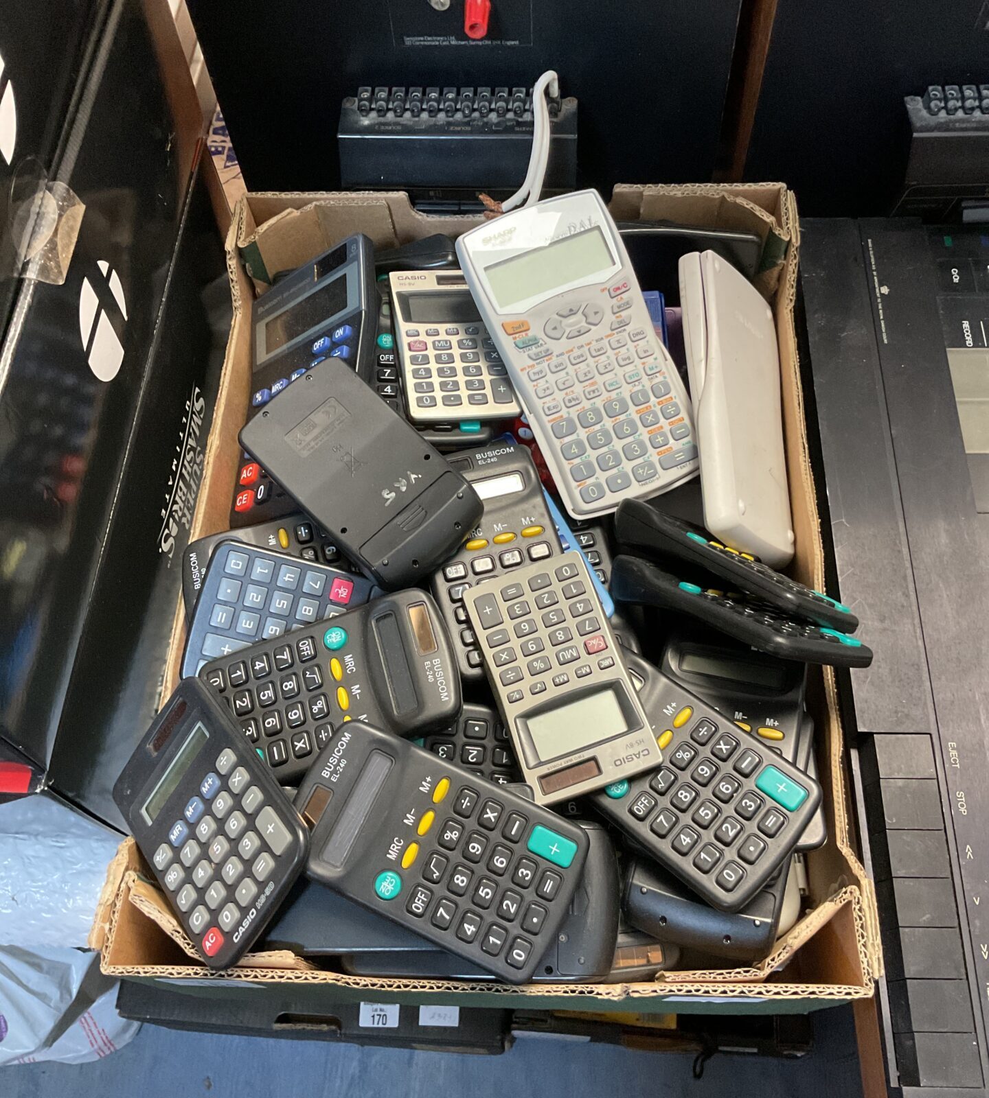 Tray full of calculators inc casio & sharp