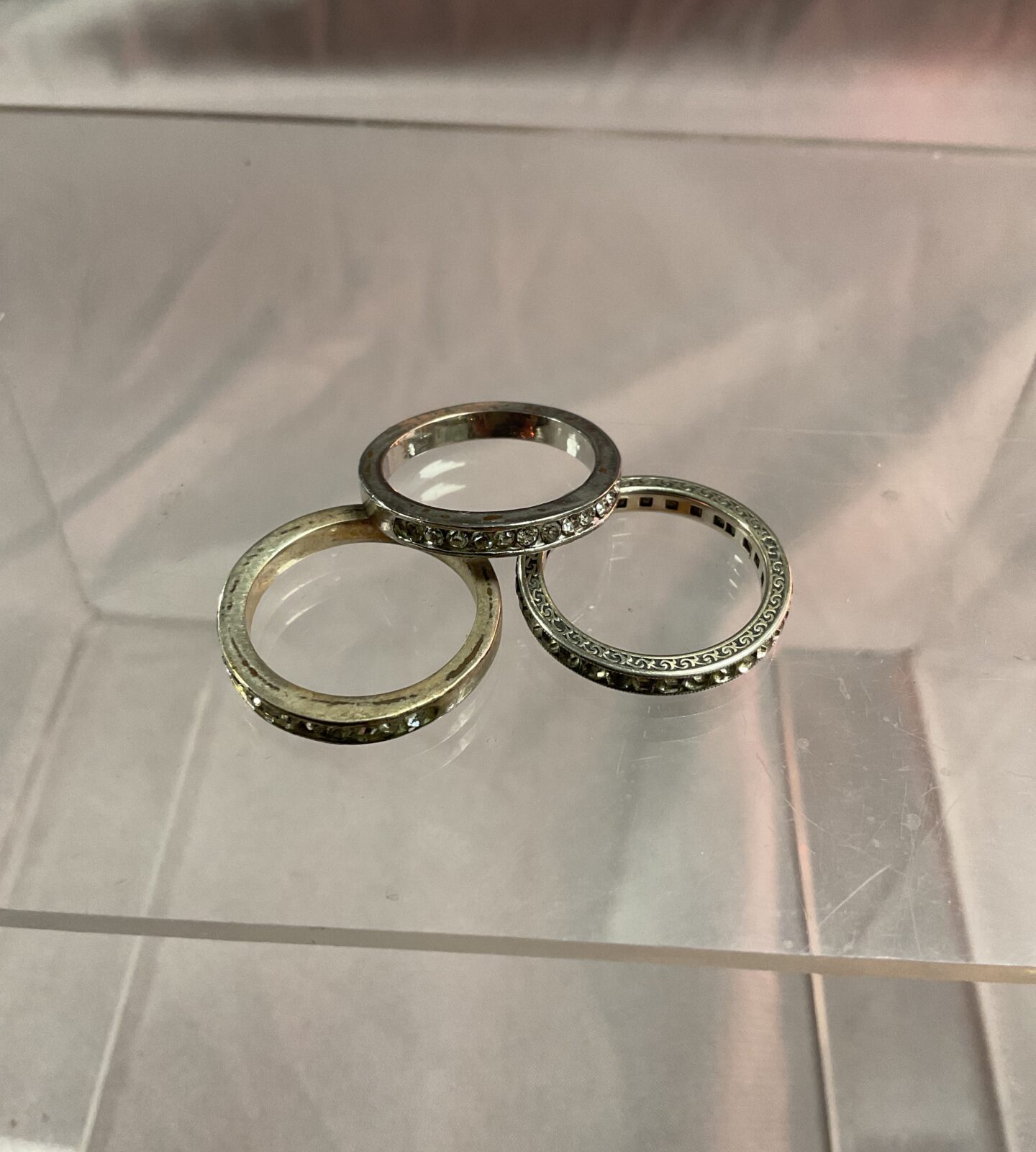 Three Stoneset rings size m