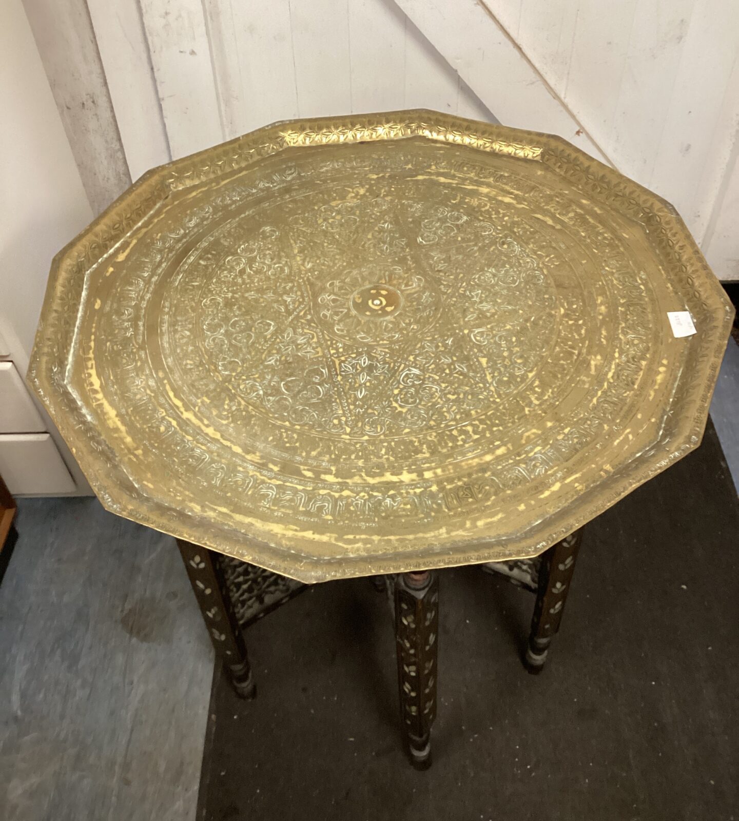 large arabic folding brass table