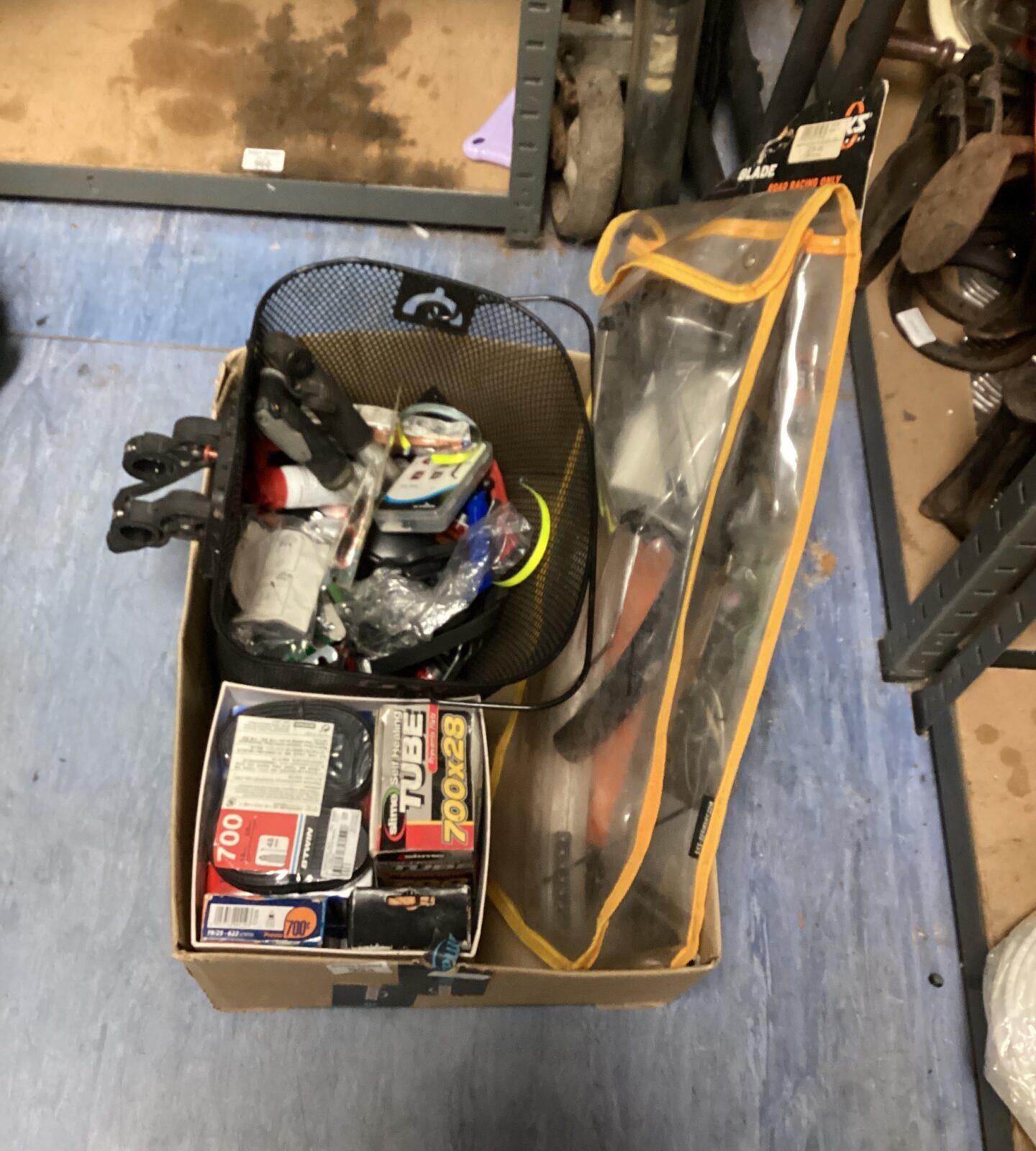 Box of bicycle repair items inc inner tubes - Image 2