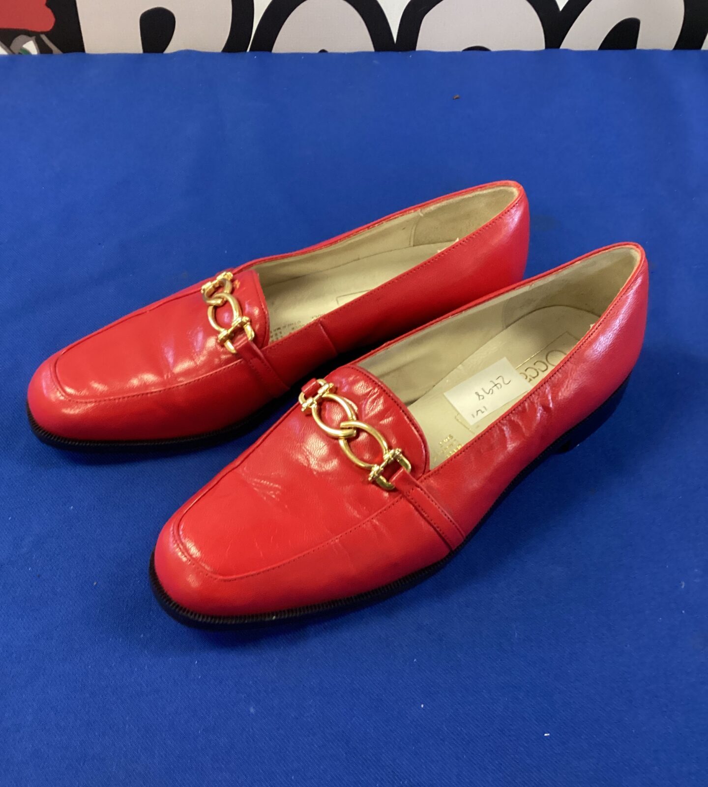 New pair of ladies red leather shoes size 5