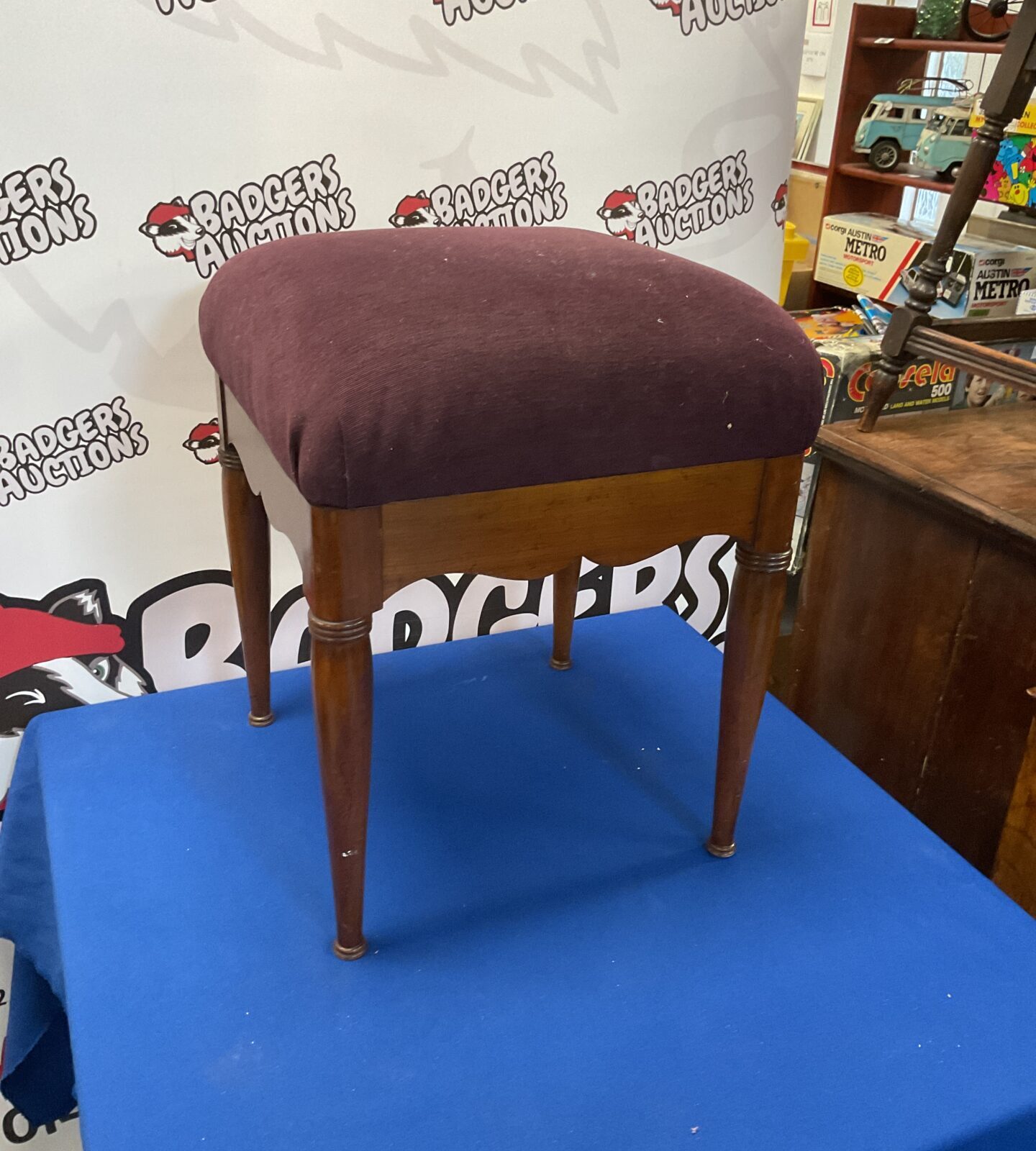 Vintage padded top piano stool