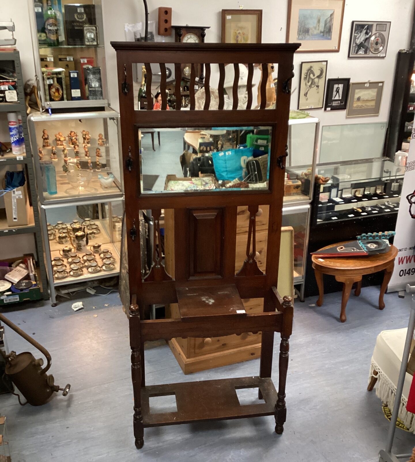 Antique Mahogany Hall Coat stand with Mirror