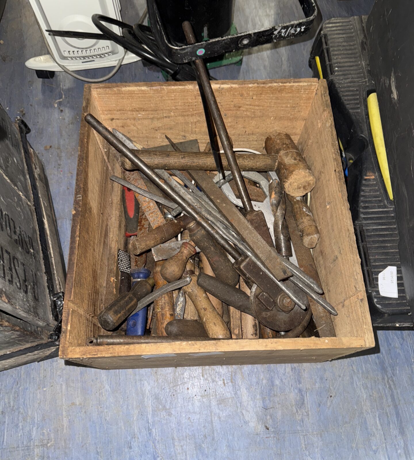 Box of assorted tools