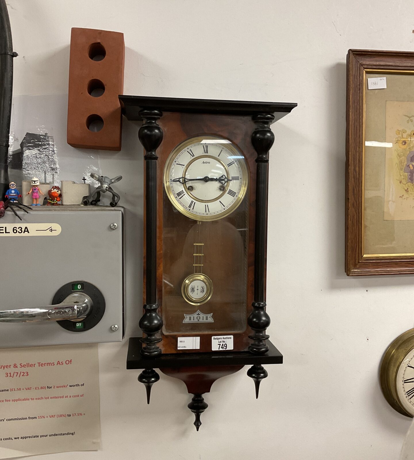 Astra wall clock in walnut case