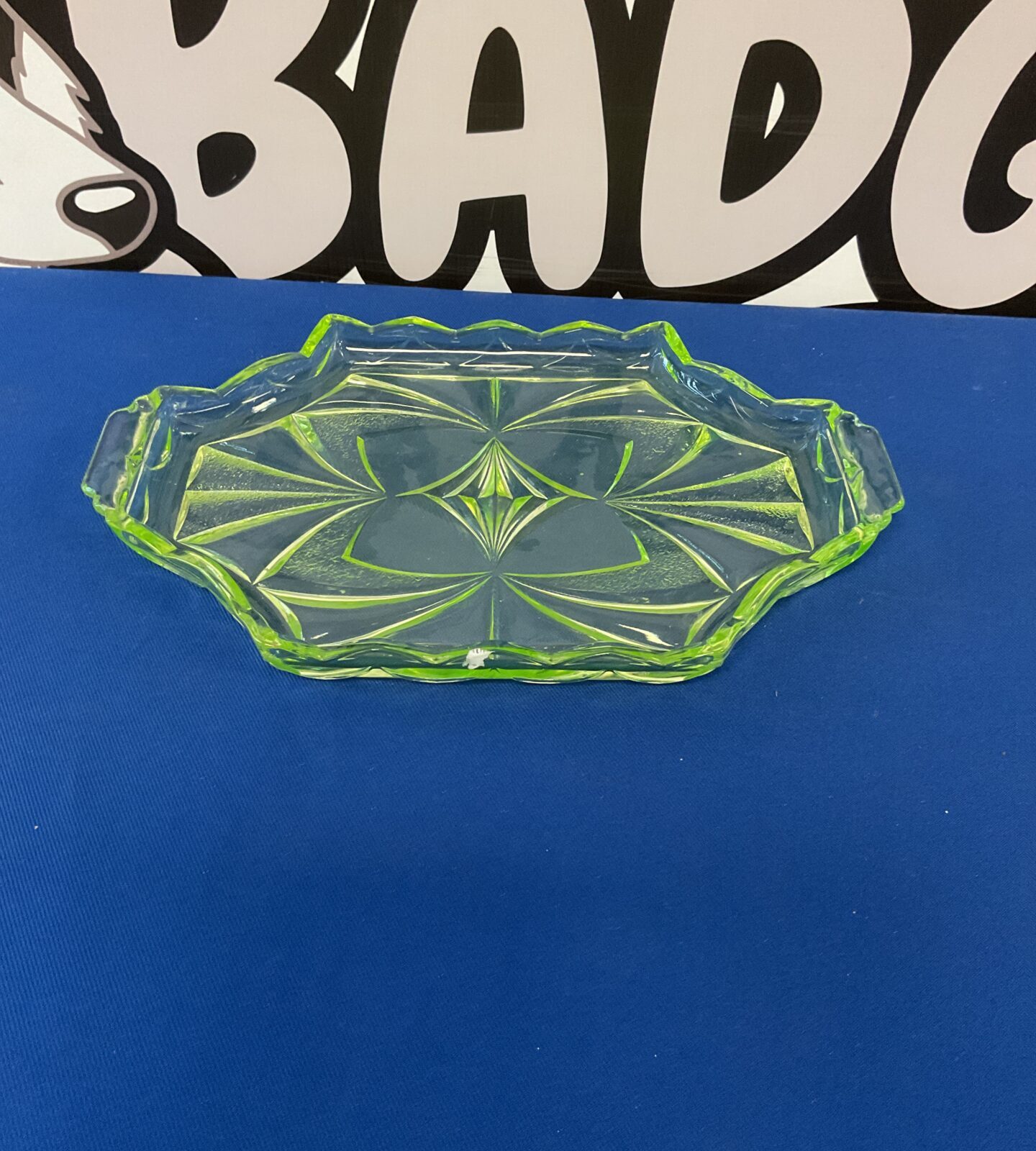 Uranium glass dressing table tray