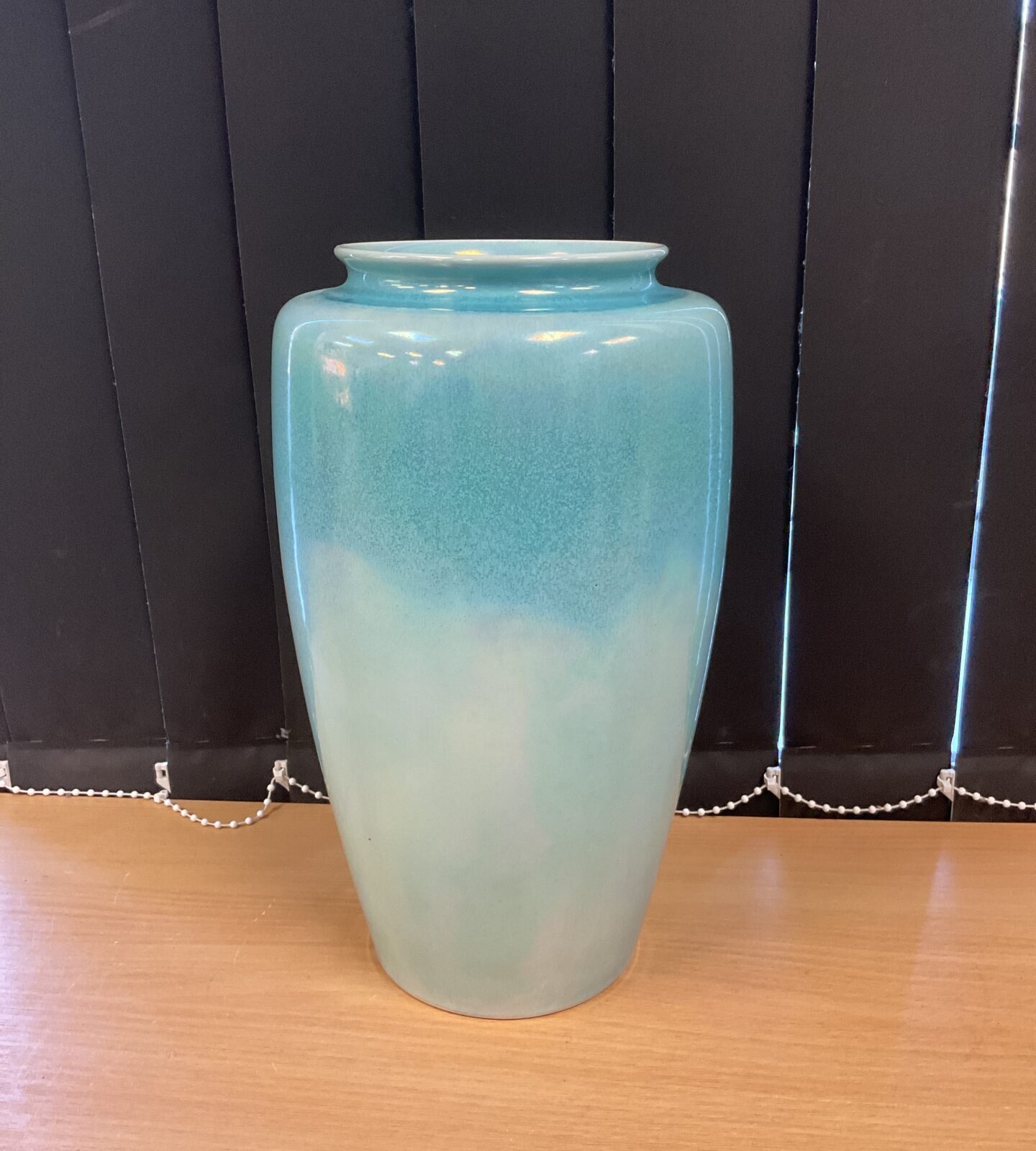 12” blue lustre glazed vase