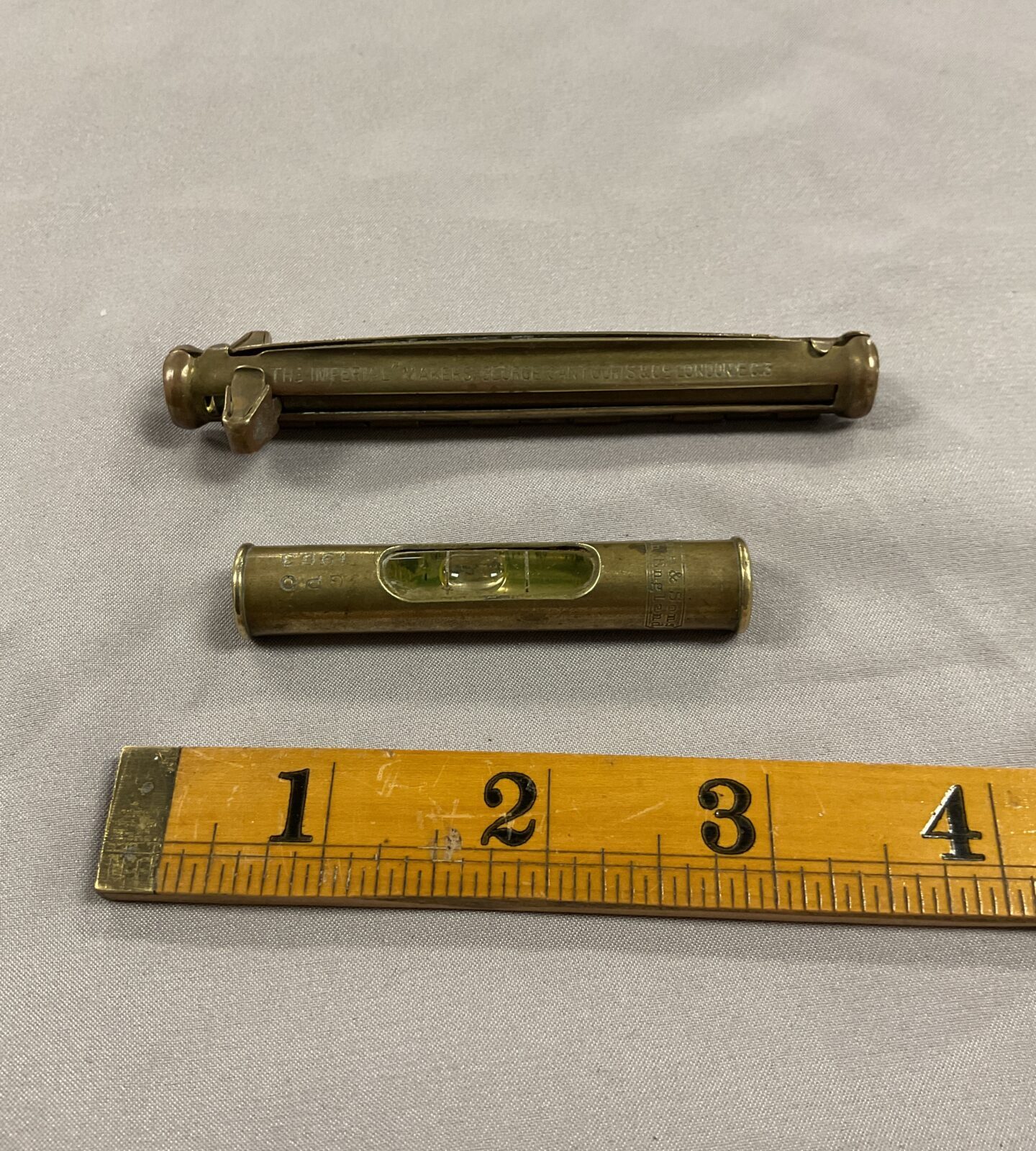 ‘The imperial’ Maker George cantuoris & Co tubular cigarette roller and small spirit level