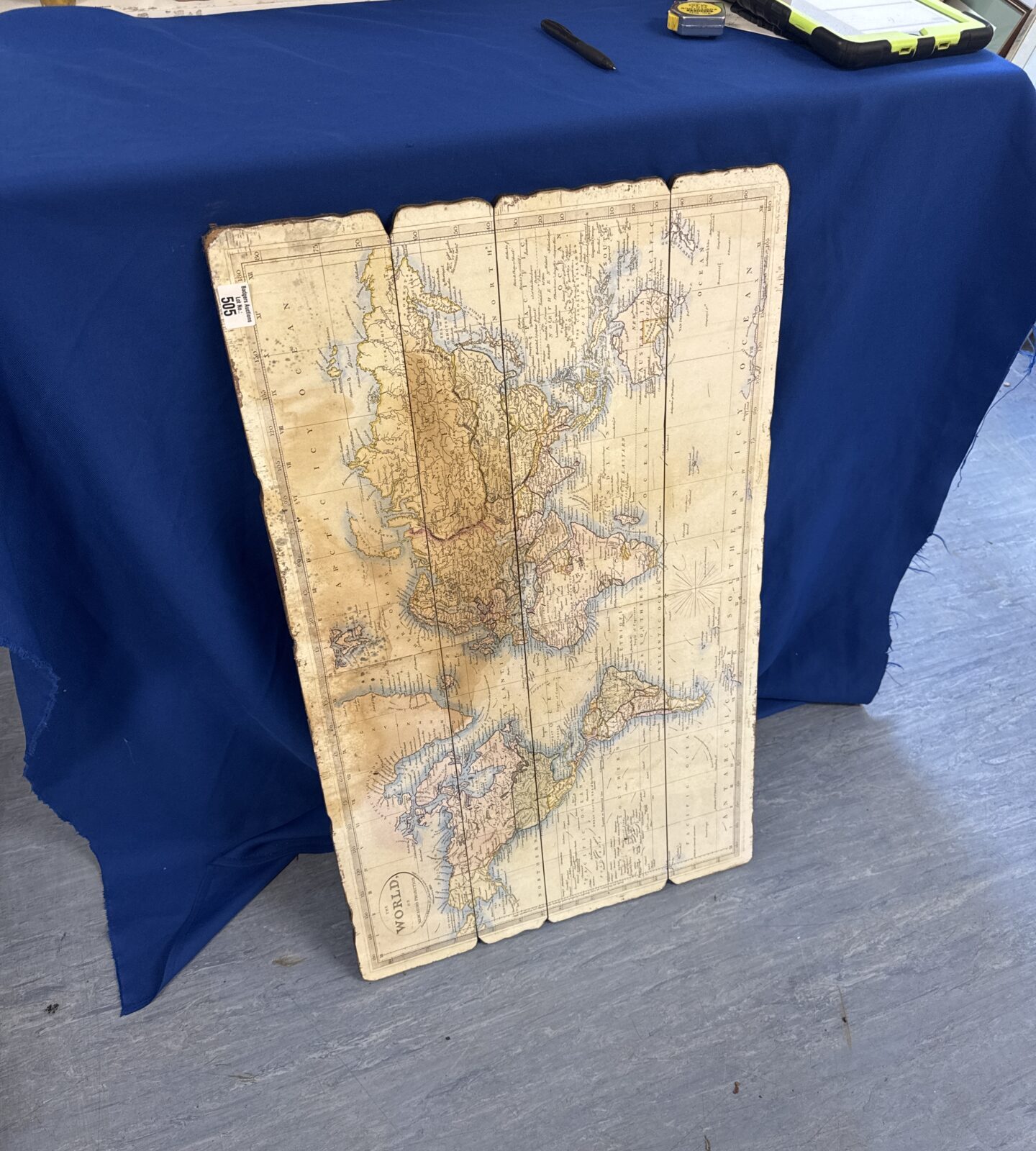 Map on board of the world on mercators projection 35.5” length