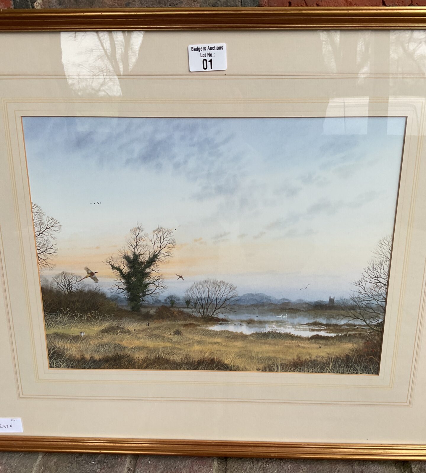 fine watercolour of hunt scene with pheasants & hound signed peter hay - Image 2