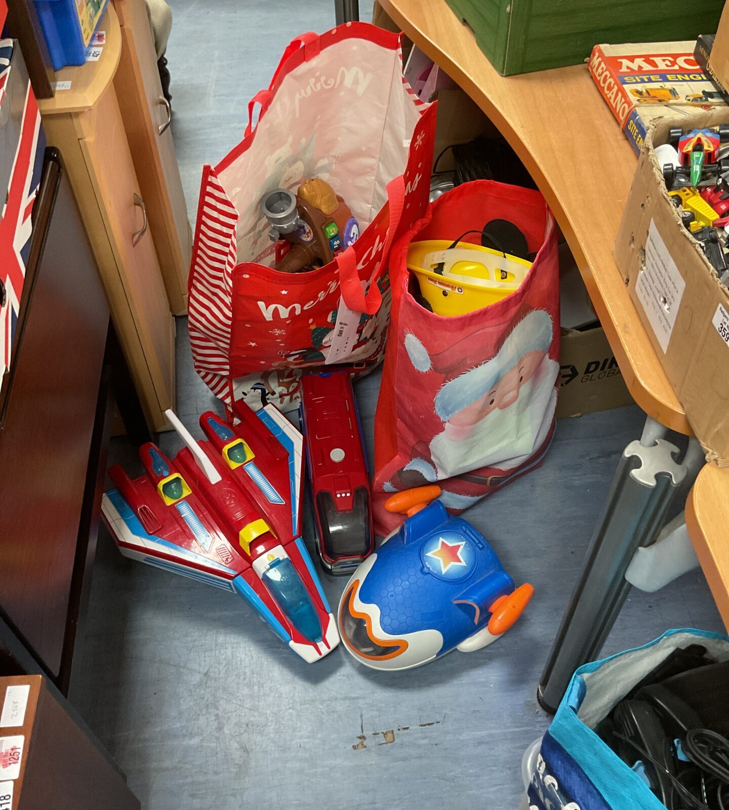 Two bags of mixed toys inc paw patrol, fireman sam and spaceship