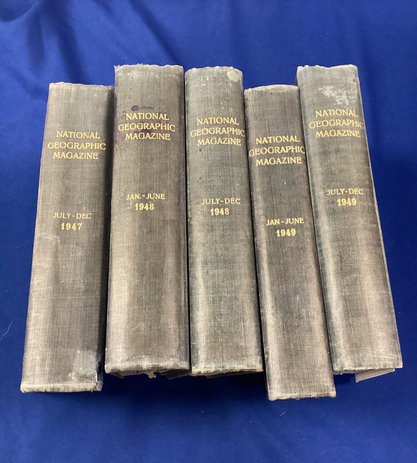 Five volumes of the national geographic magazine books from july 1947 to December 1949