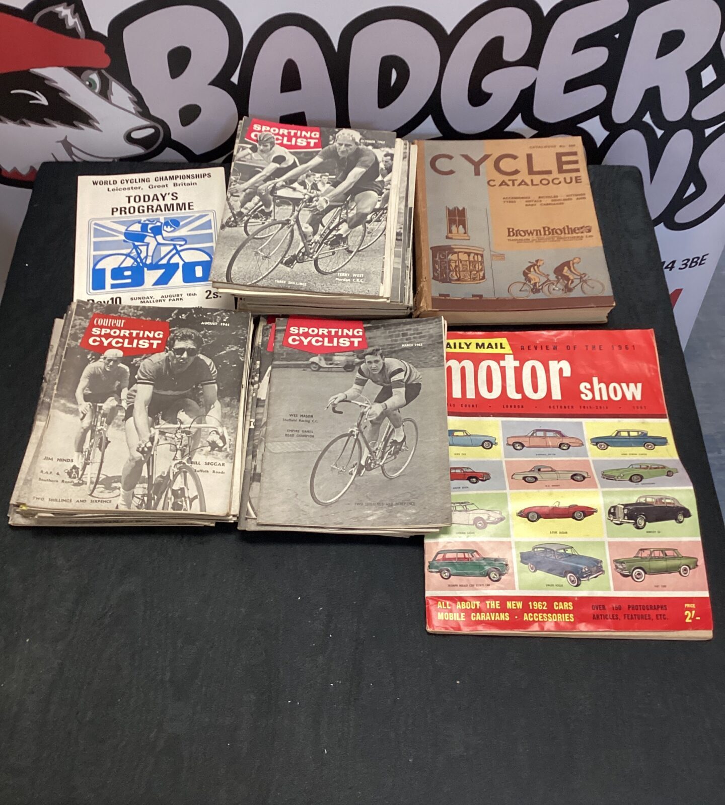 Collection of cycling magazines inc 1935 brown brothers cycle catalogue, catalogue no.  388