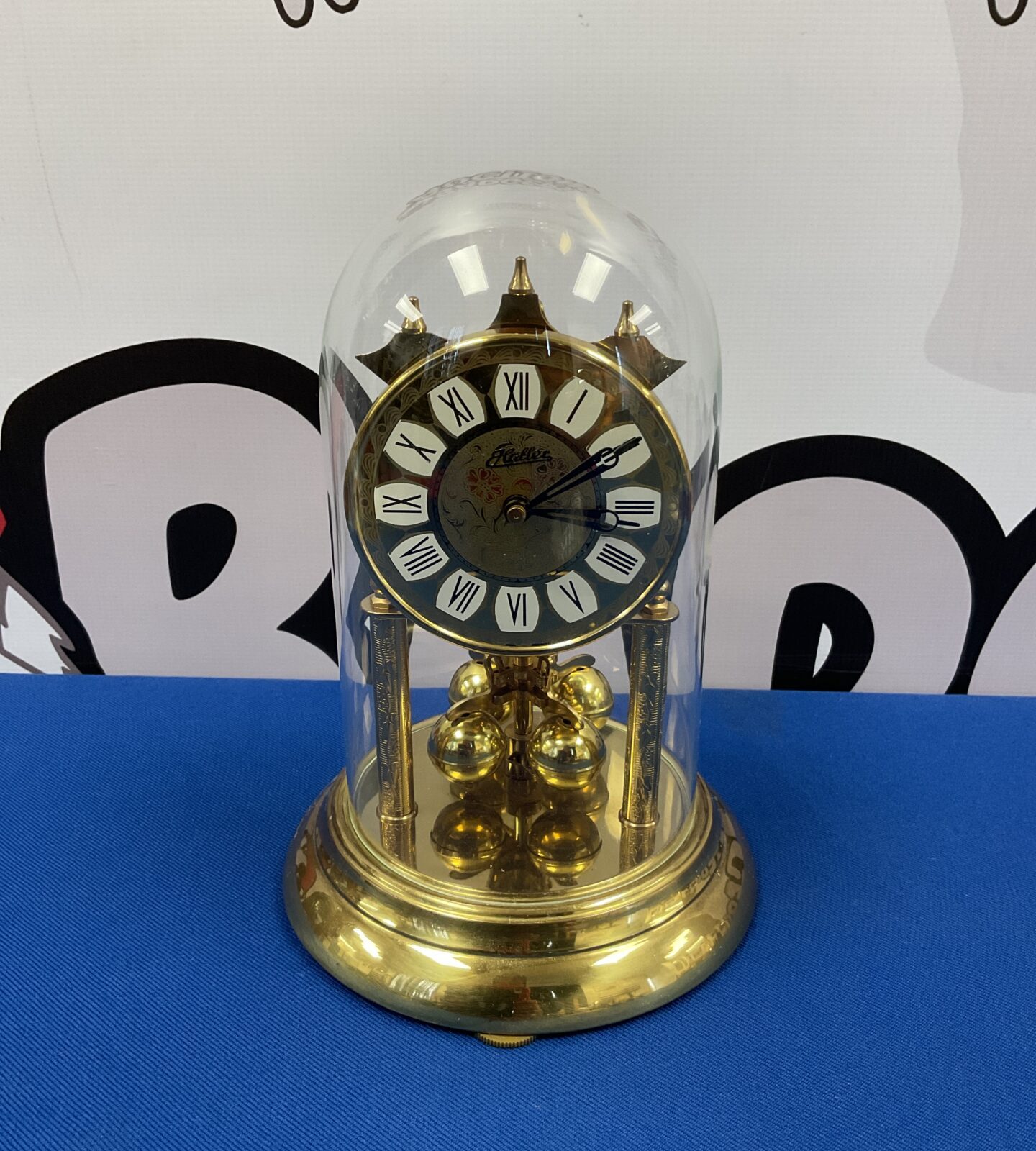 Haller glass domed torsion clock working with key