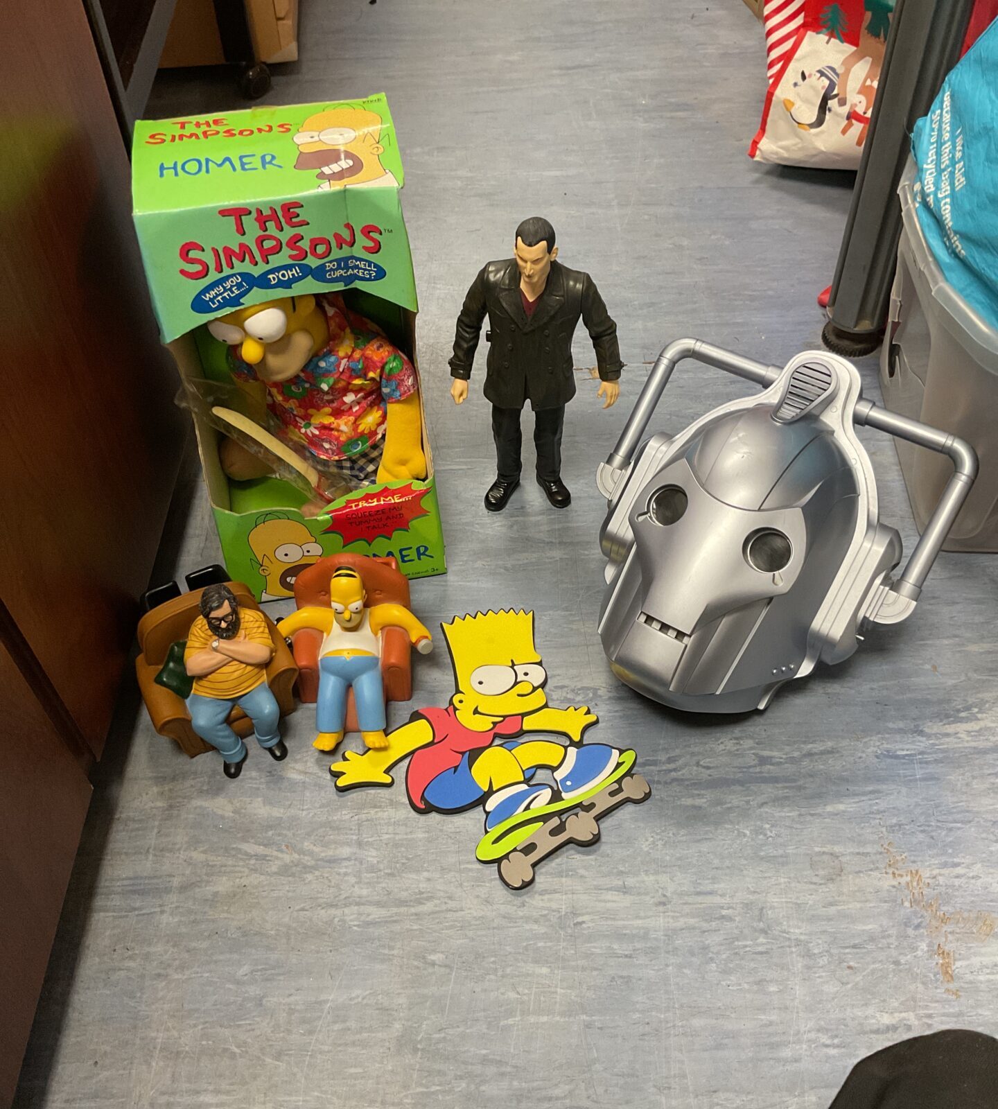 Box of mixed toys inc simpsons and doctor who