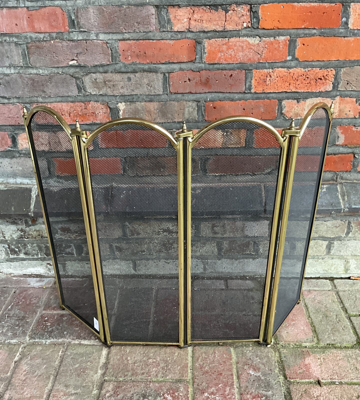 Quad folding brass & mesh firescreens