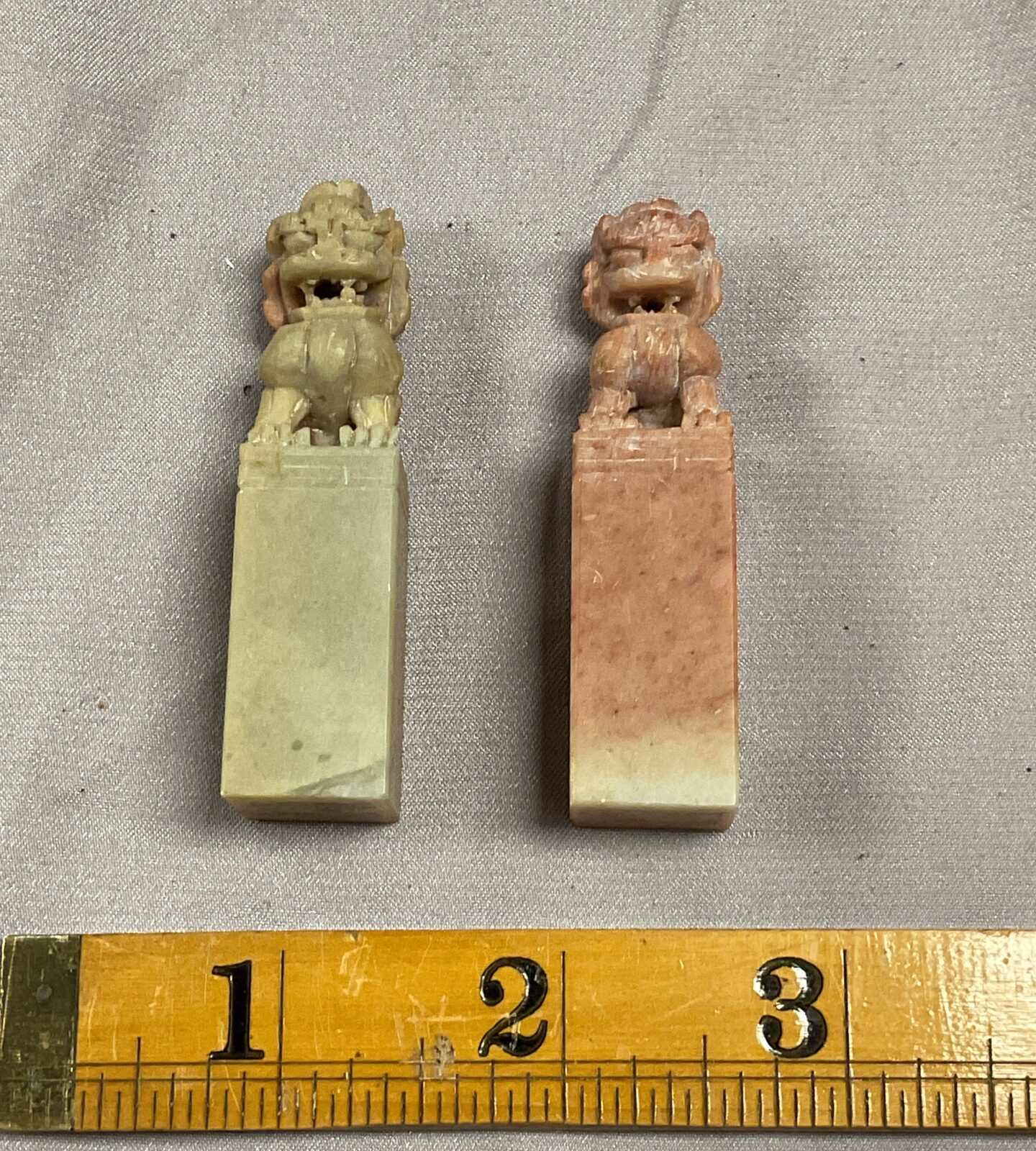 two antique chinese soap stone seals